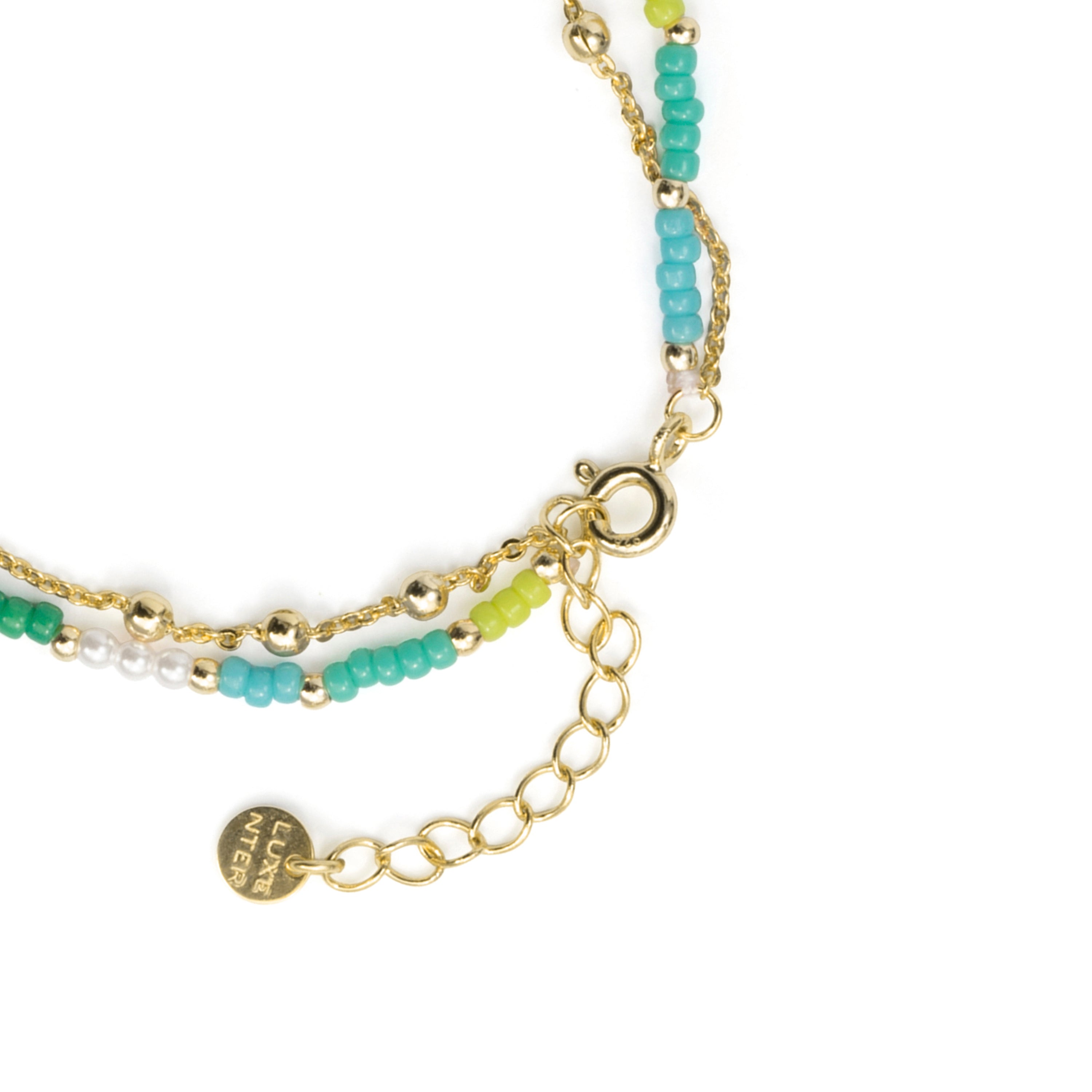 Pulsera de Plata de Ley 925 y Cristal Verde acabado en oro amarillo de 18k - Likil