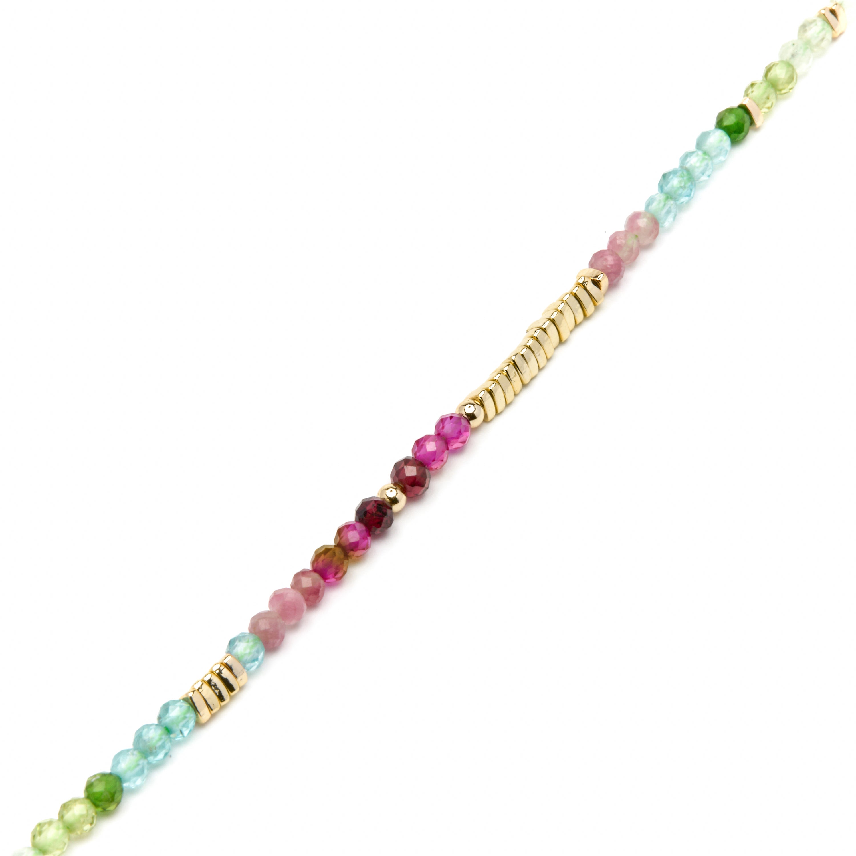 925 Sterling Silver Bracelet with Multicolor Crystal finished in 18k Yellow Gold - Ane