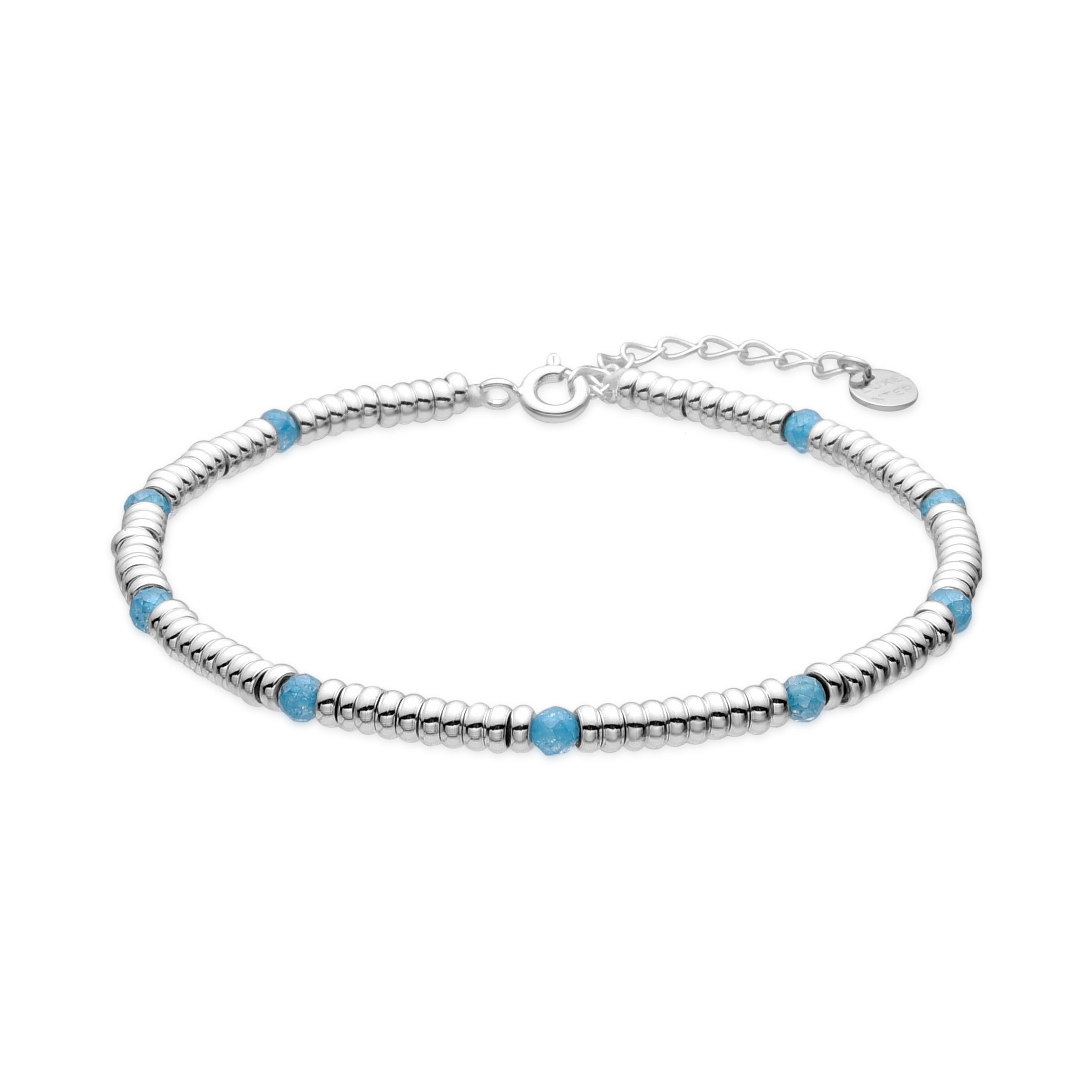 Bracelet en argent sterling 925 et zirconium aigue-marine finition rhodium - Deli