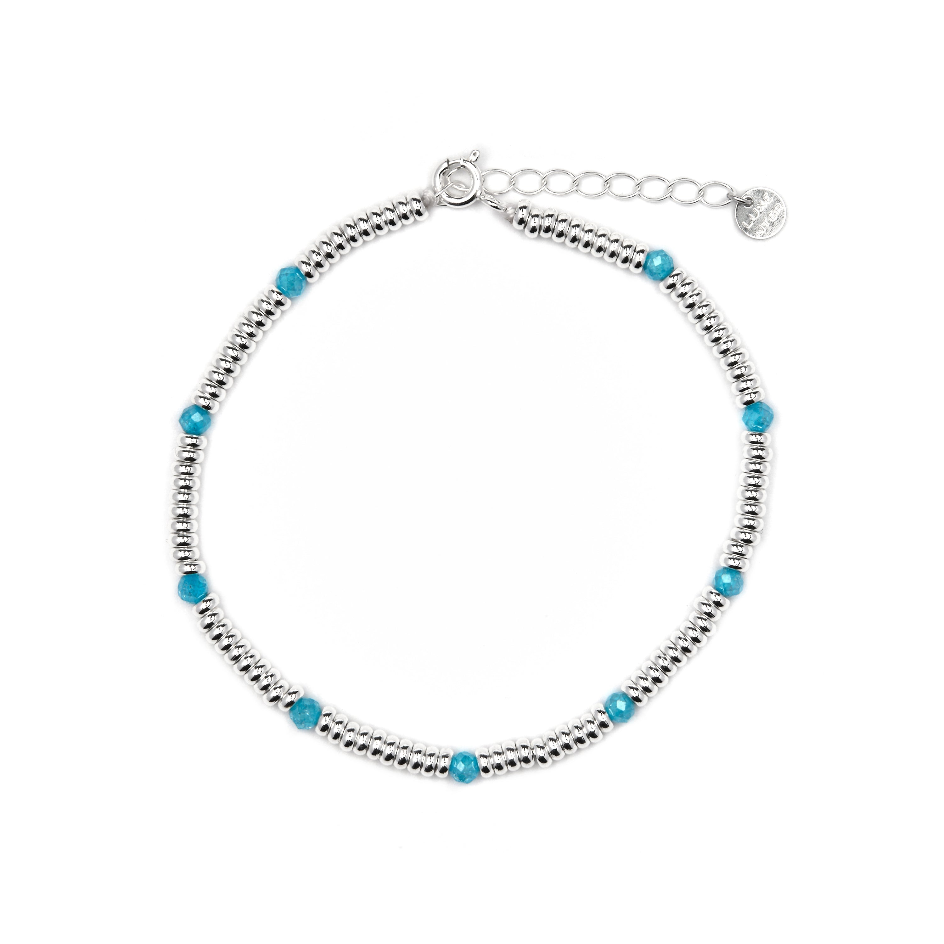 Pulsera de Plata de Ley 925 y Circonita Aguamarina acabado rodio - Deli