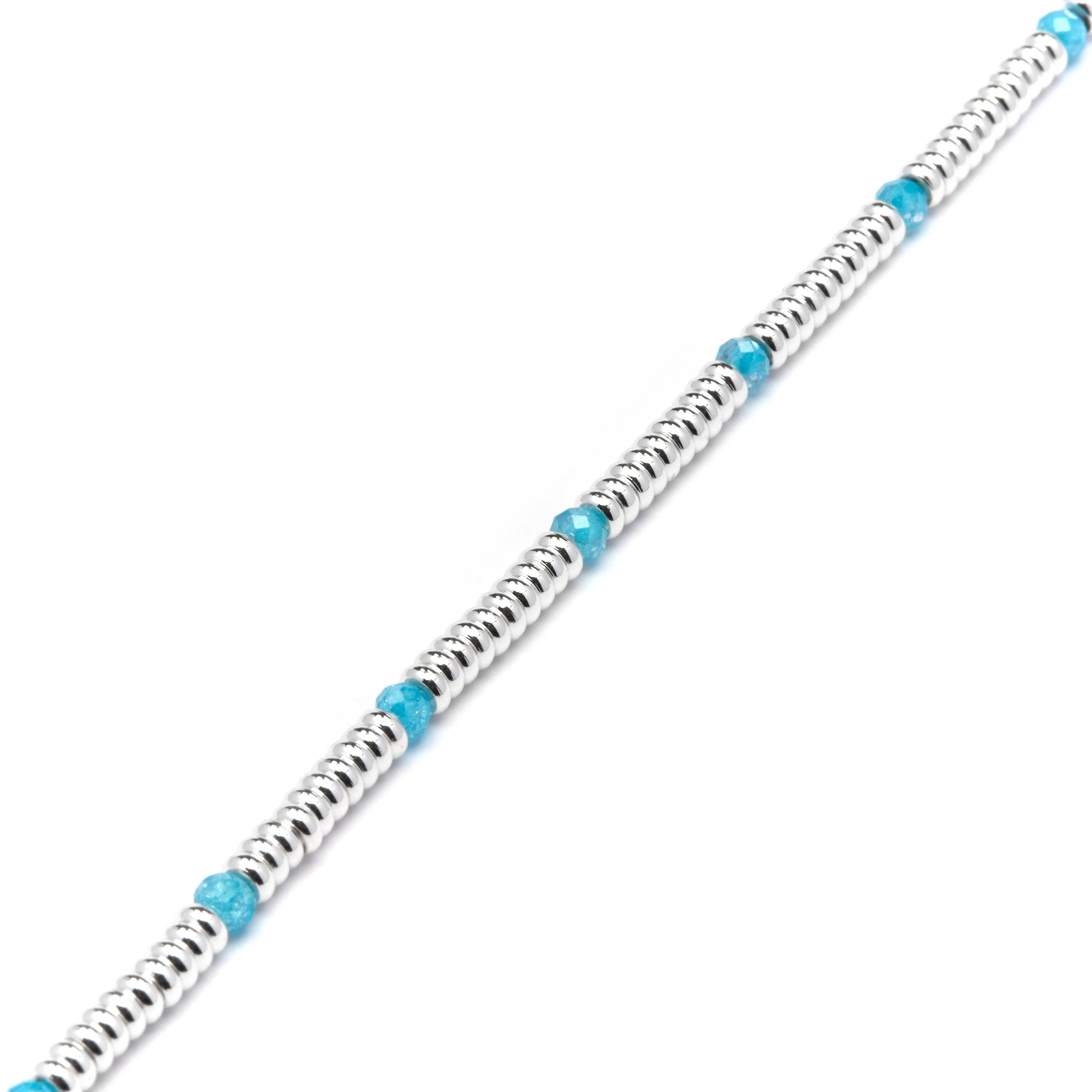 Pulsera de Plata de Ley 925 y Circonita Aguamarina acabado rodio - Deli