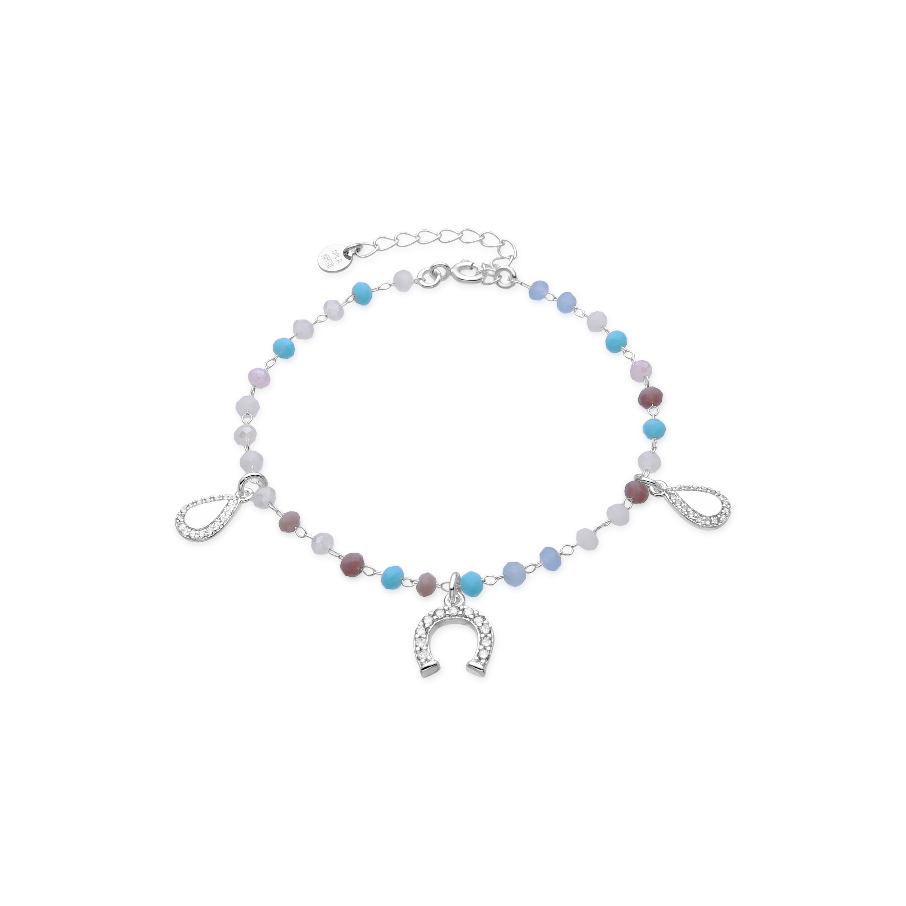 Bracciale in Argento Sterling 925 e Zirconia Acquamarina finitura rodio - Neusne
