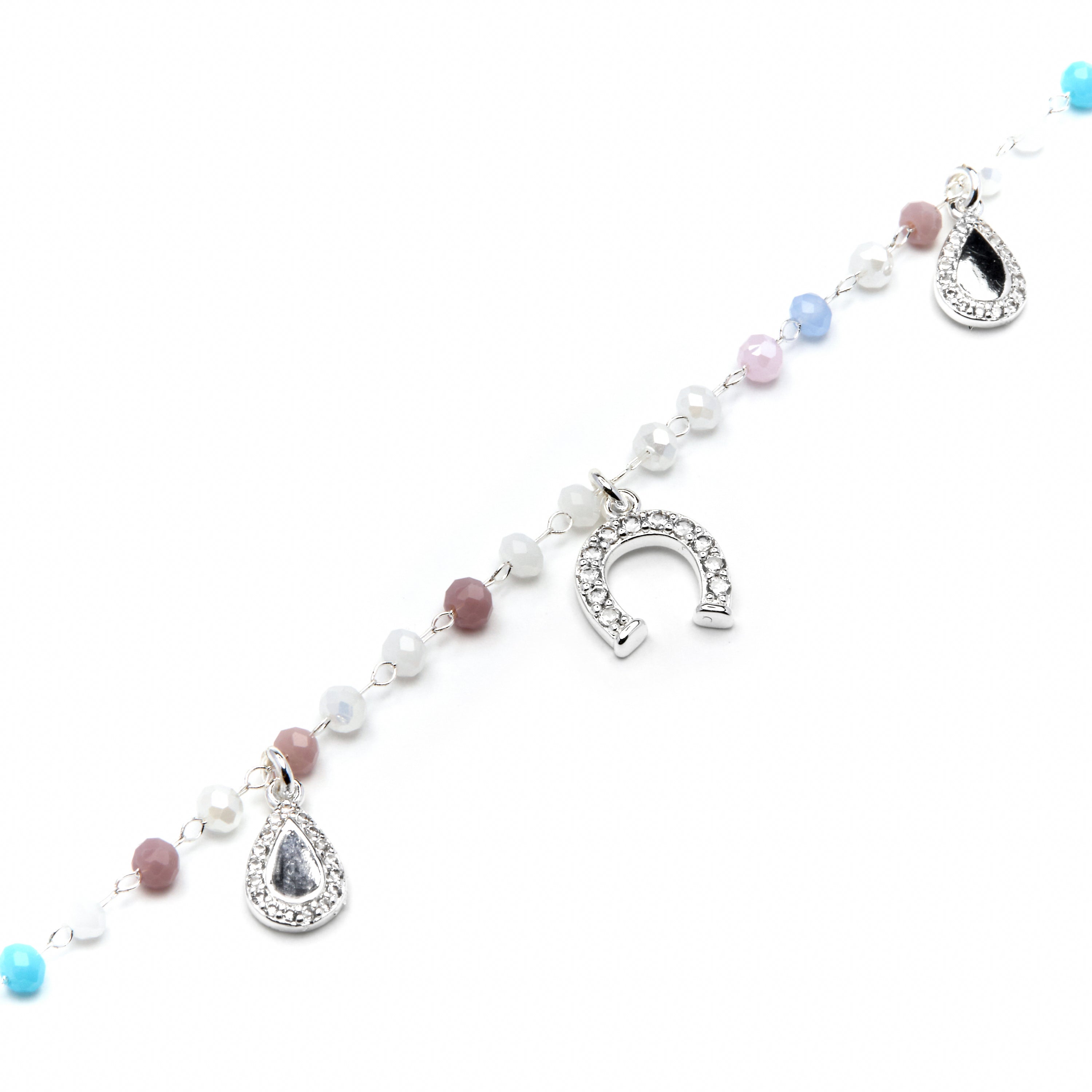 Bracciale in Argento Sterling 925 e Zirconia Acquamarina finitura rodio - Neusne