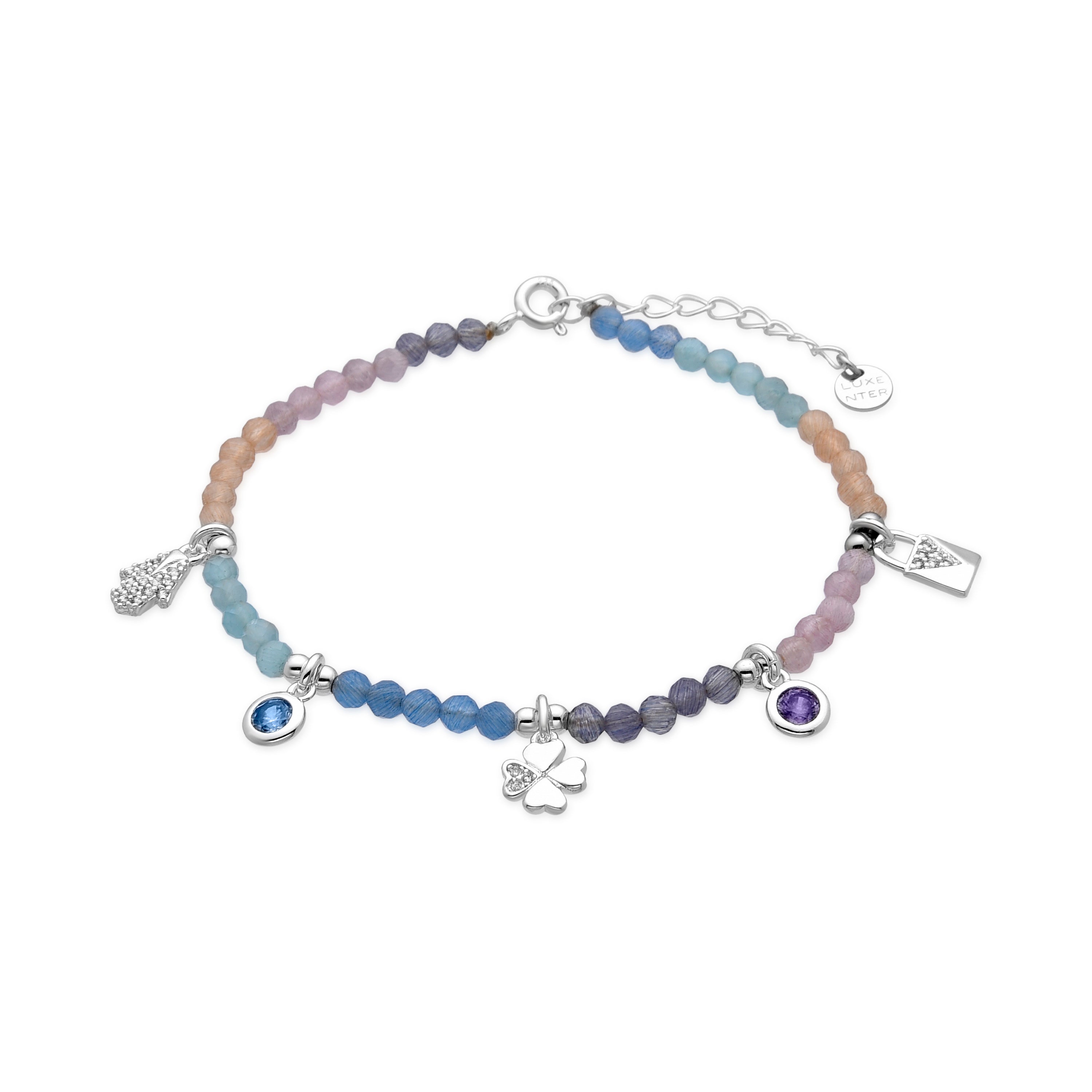 Pulsera de Plata de Ley 925 y Cristal Multicolor acabado rodio - Muza