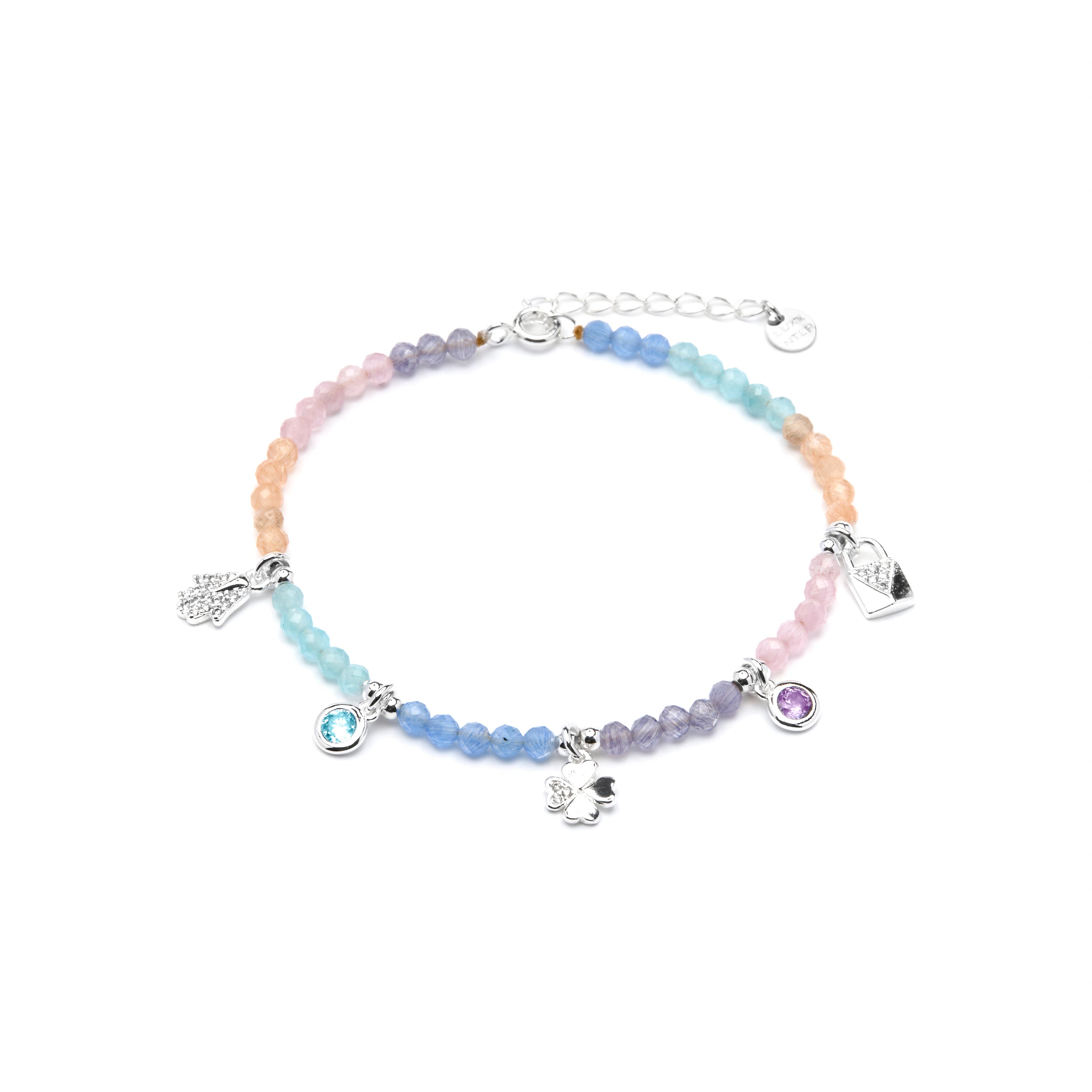 Pulsera de Plata de Ley 925 y Cristal Multicolor acabado rodio - Muza