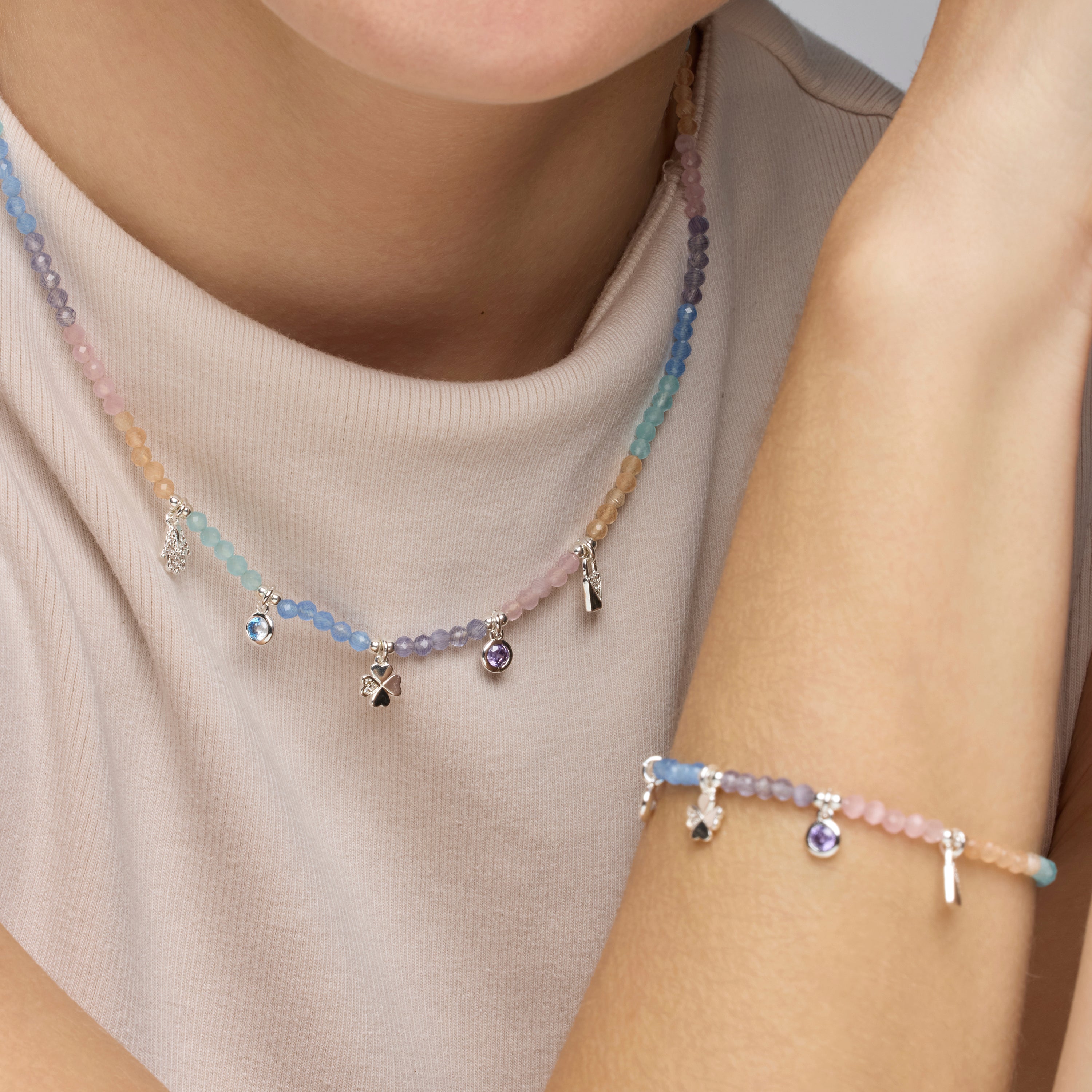 Pulsera de Plata de Ley 925 y Cristal Multicolor acabado rodio - Muza