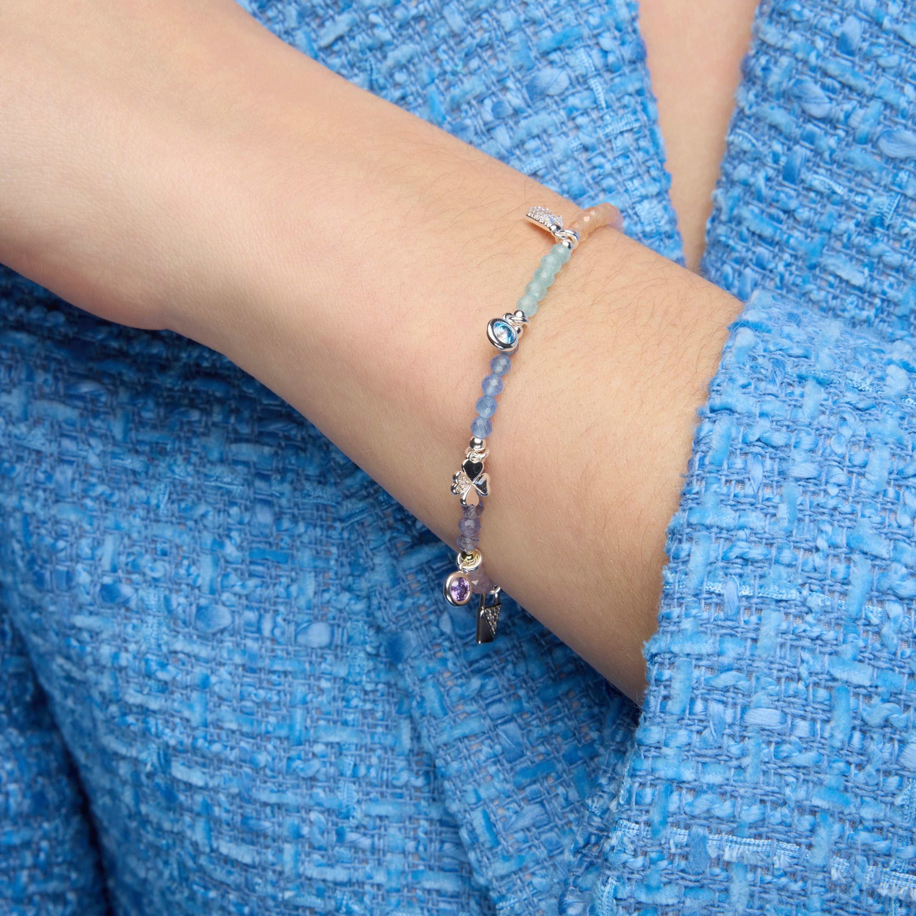 Pulsera de Plata de Ley 925 y Cristal Multicolor acabado rodio - Muza
