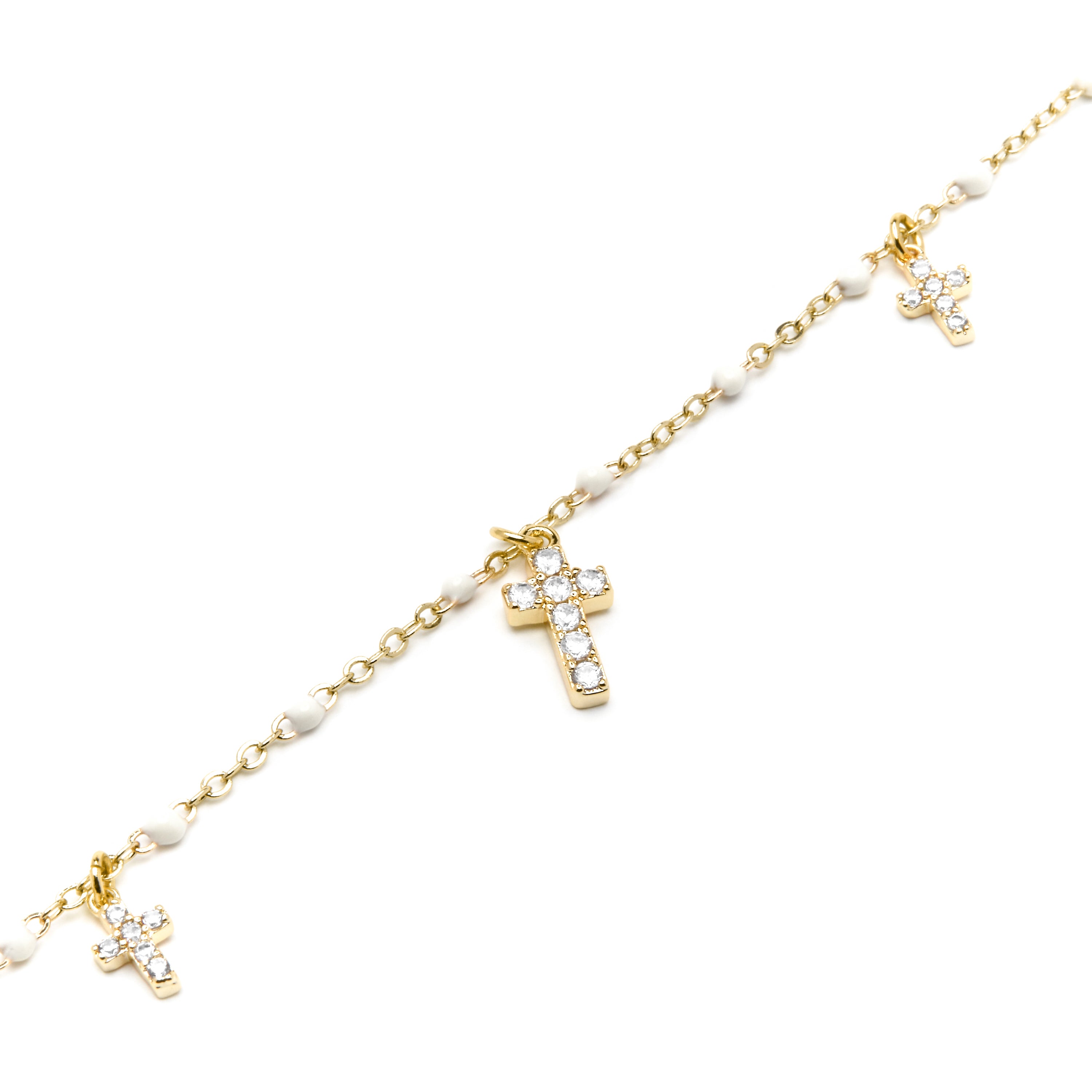 925 Sterling Silver Bracelet with White Lacquer and 18k Yellow Gold Finish - Haja
