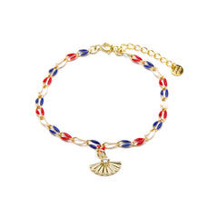 925 Sterling Silver Bracelet with Multicolor Lacquer and 18k Yellow Gold Finish - Xibruk