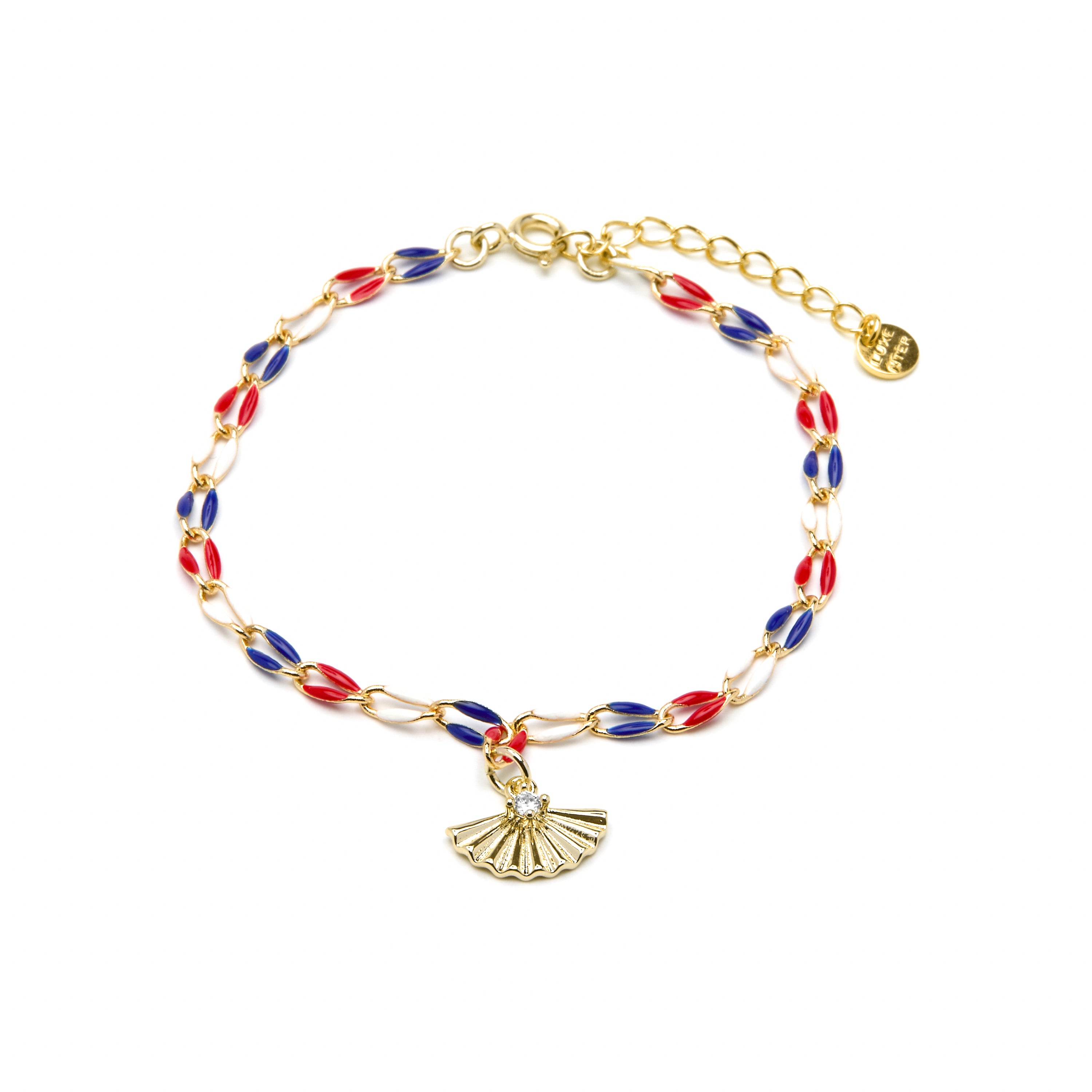 Pulseira de Prata de Lei 925 e Lacado Multicolor com acabamento em ouro amarelo de 18k - Xibruk