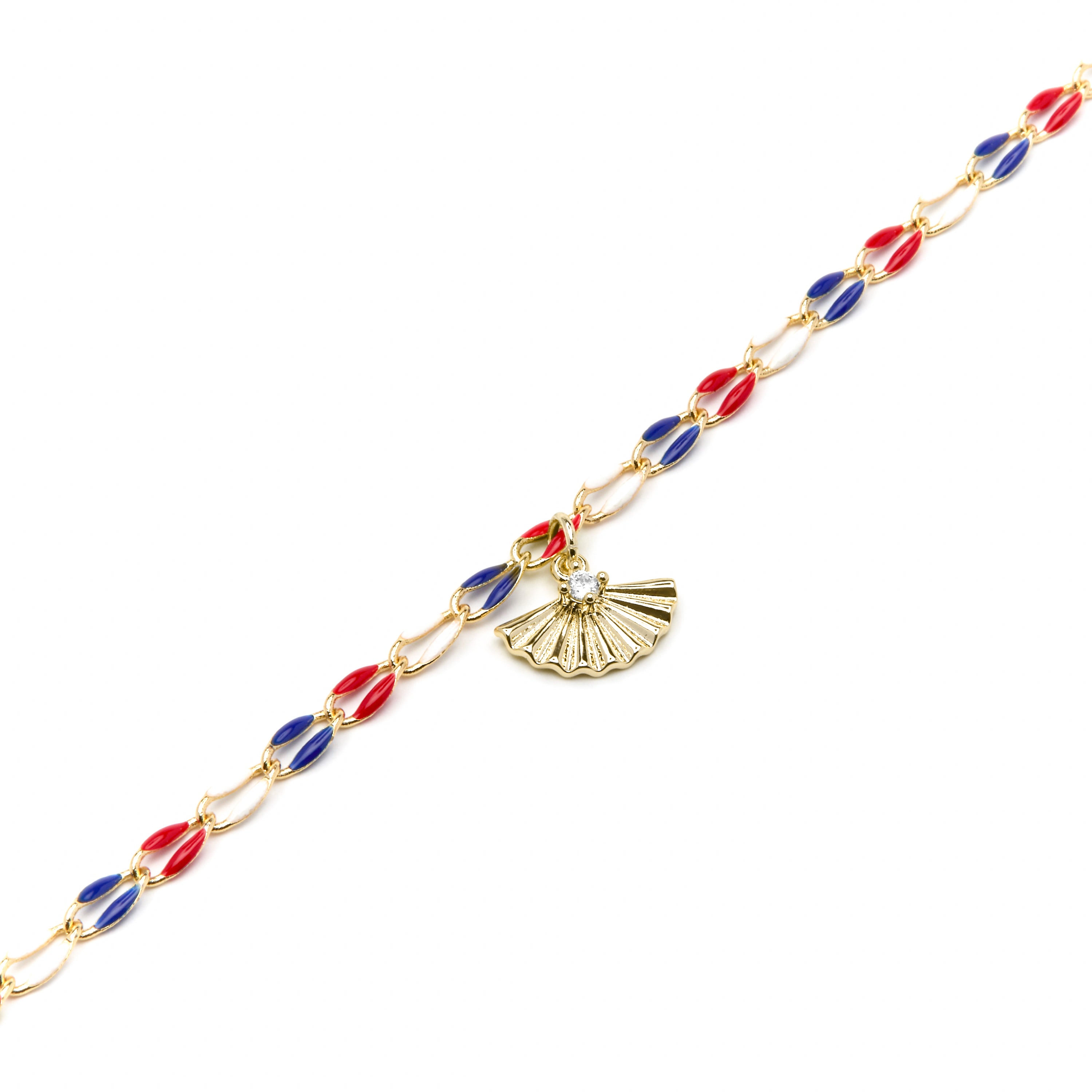 Pulseira de Prata de Lei 925 e Lacado Multicolor com acabamento em ouro amarelo de 18k - Xibruk