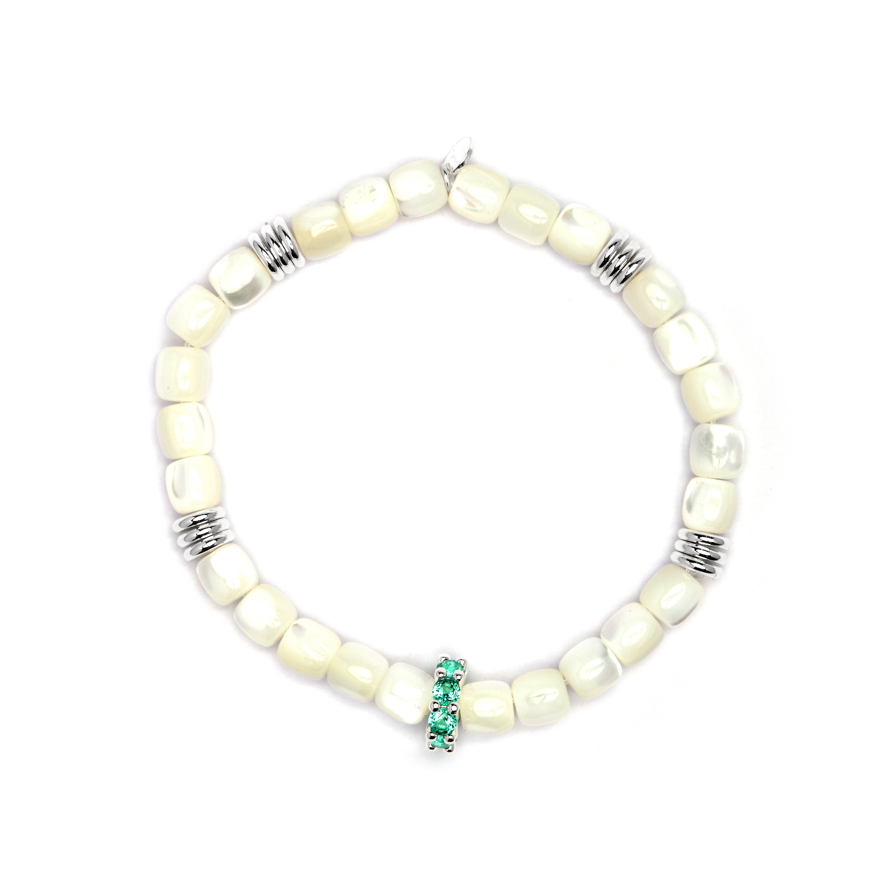 Pulsera de Plata de Ley 925 y Madreperla Blanca acabado rodio - Fyro