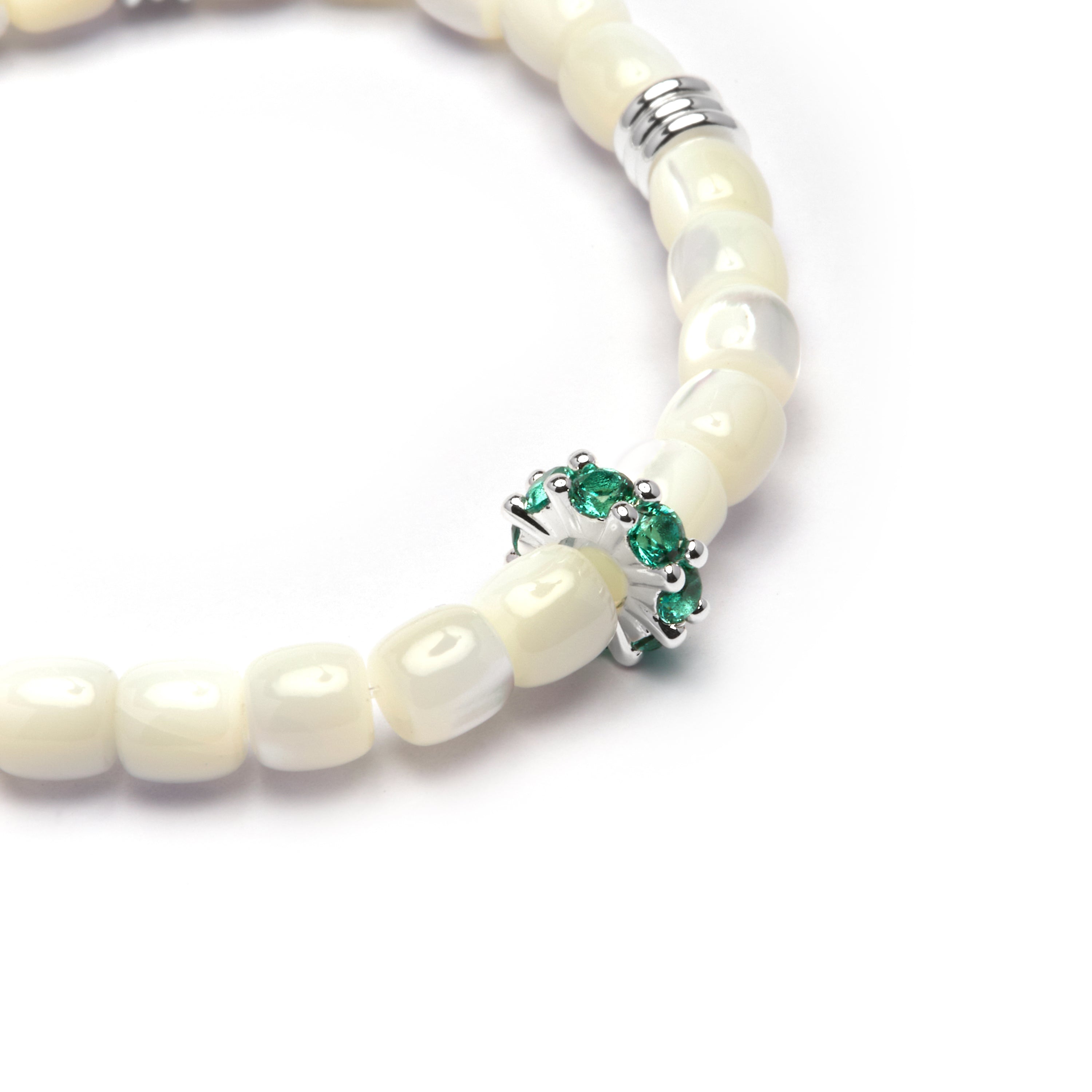 Pulsera de Plata de Ley 925 y Madreperla Blanca acabado rodio - Fyro