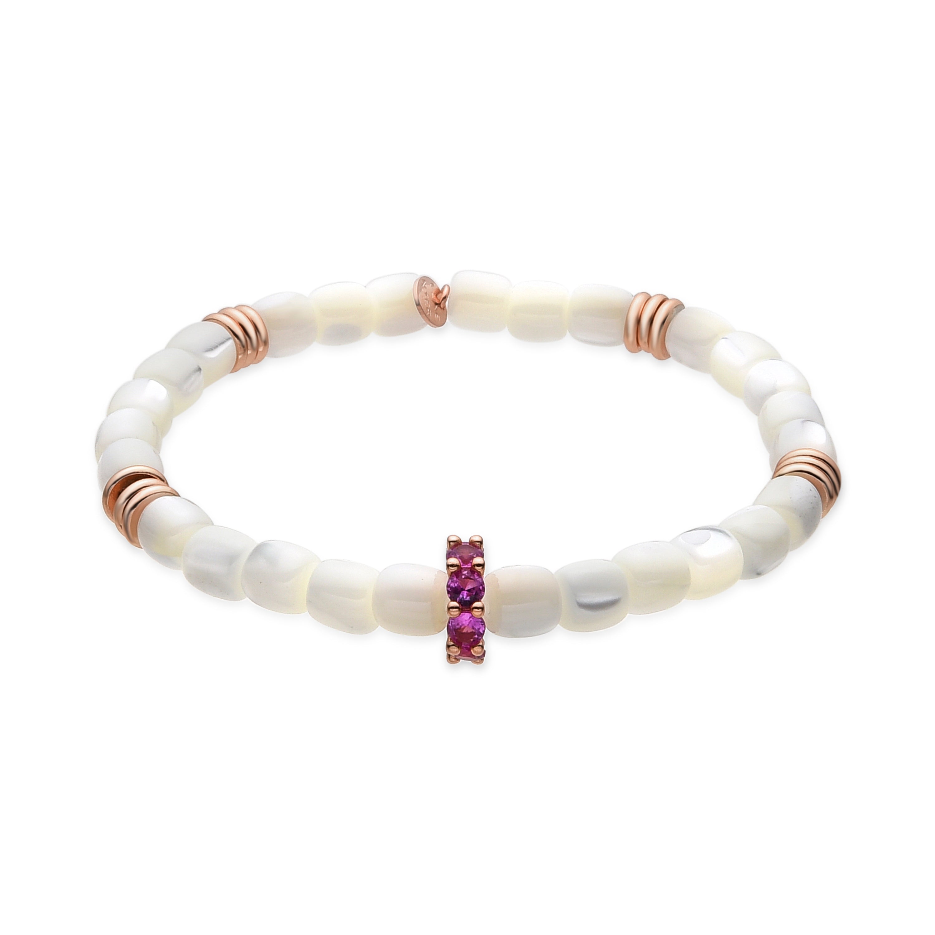 Pulsera de Plata de Ley 925 y Madreperla Blanca acabado oro amarillo de 18k - Fyro