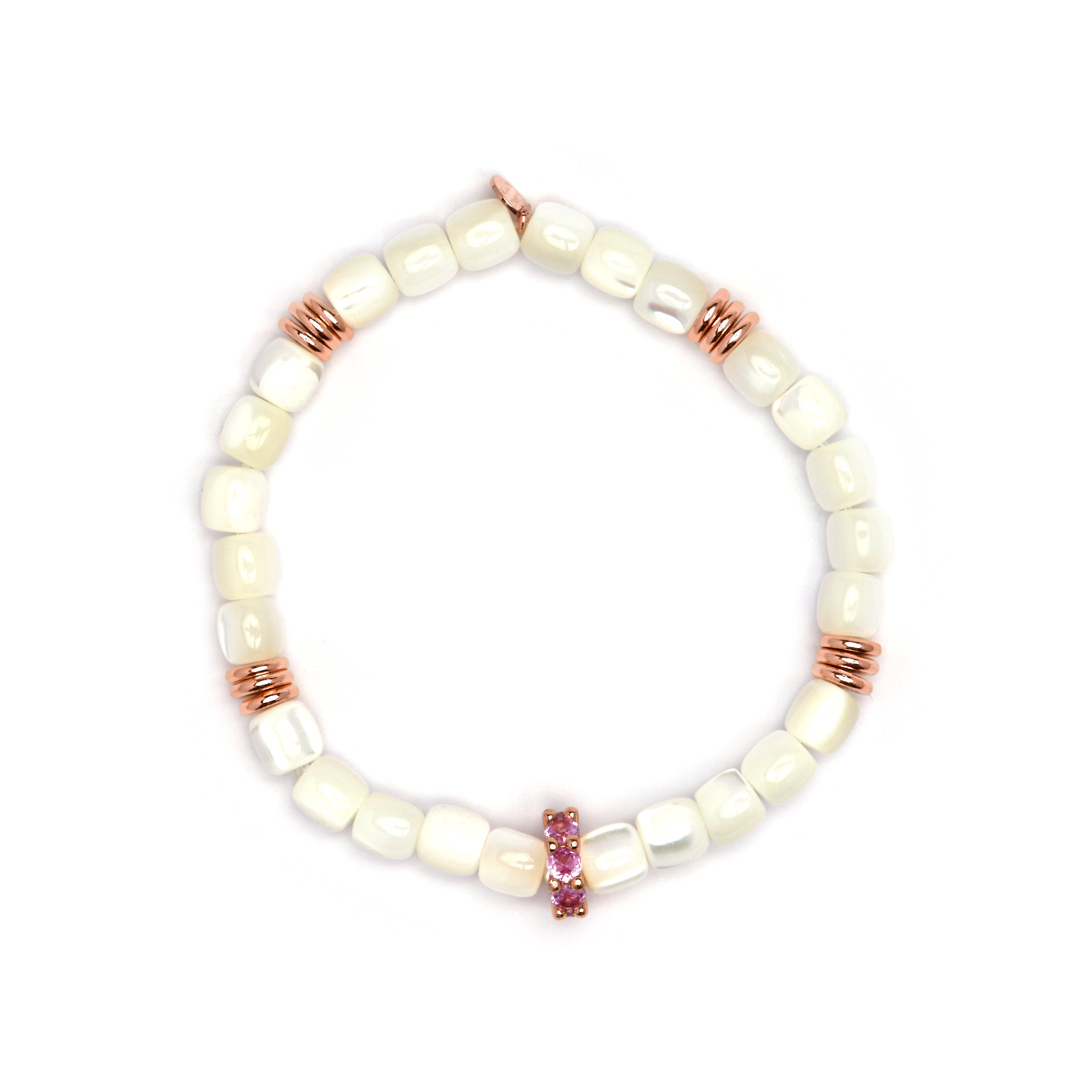 Bracciale in Argento Sterling 925 e Madreperla Bianca con finitura in oro giallo 18k - Fyro