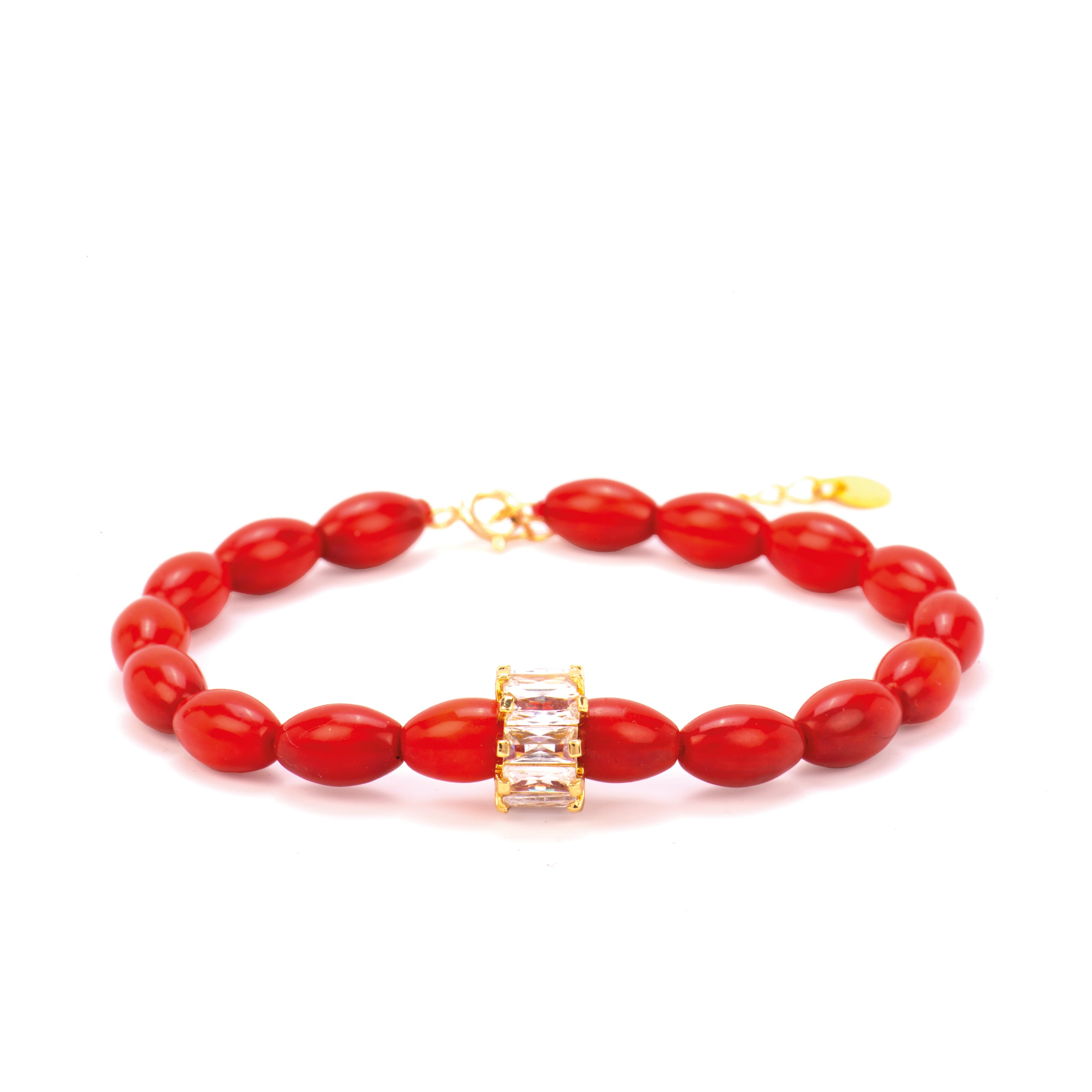 Bracelet en argent sterling 925 et corail finition or jaune 18k - Teki