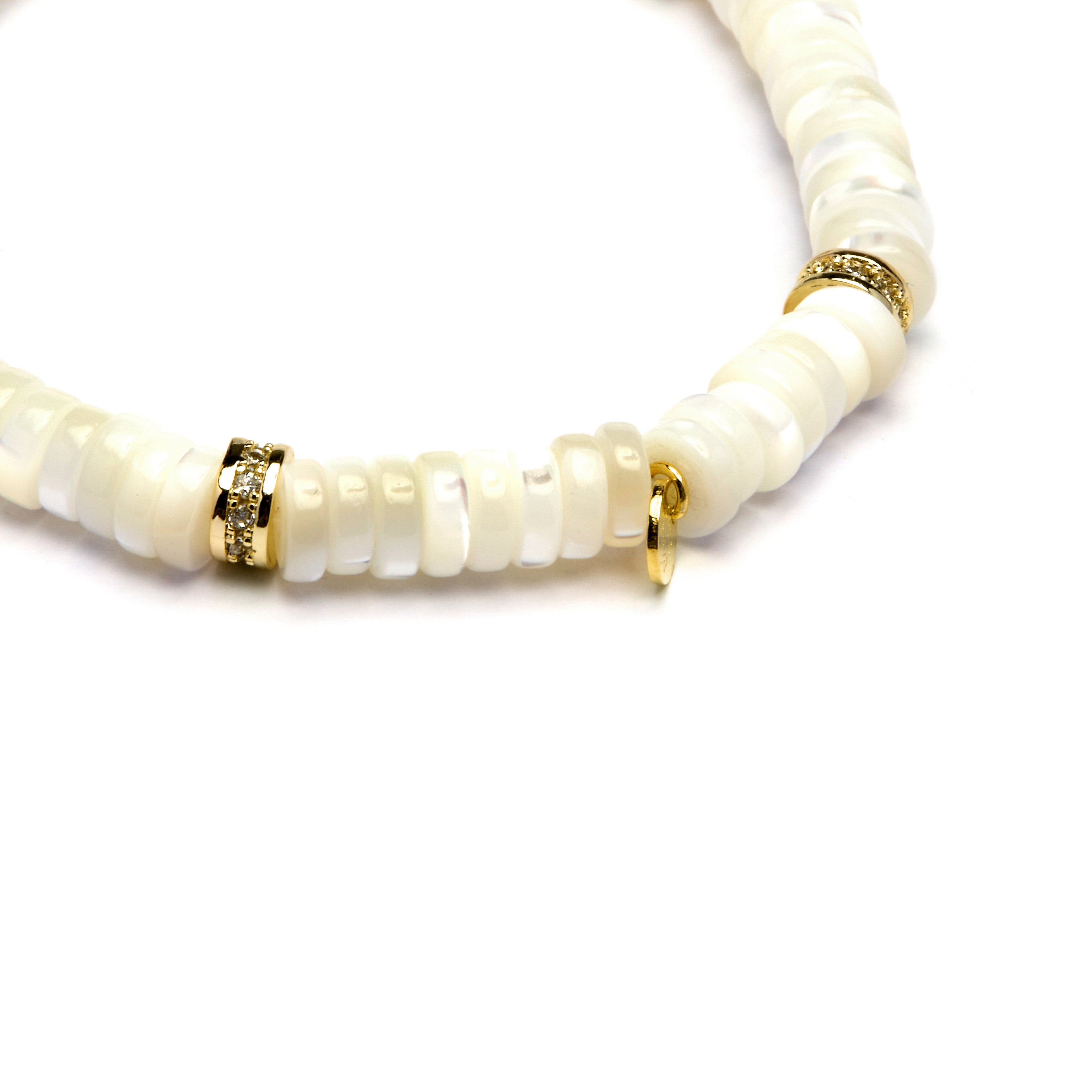 Bracelet en argent sterling 925 et nacre blanche finition or jaune 18k - Landir