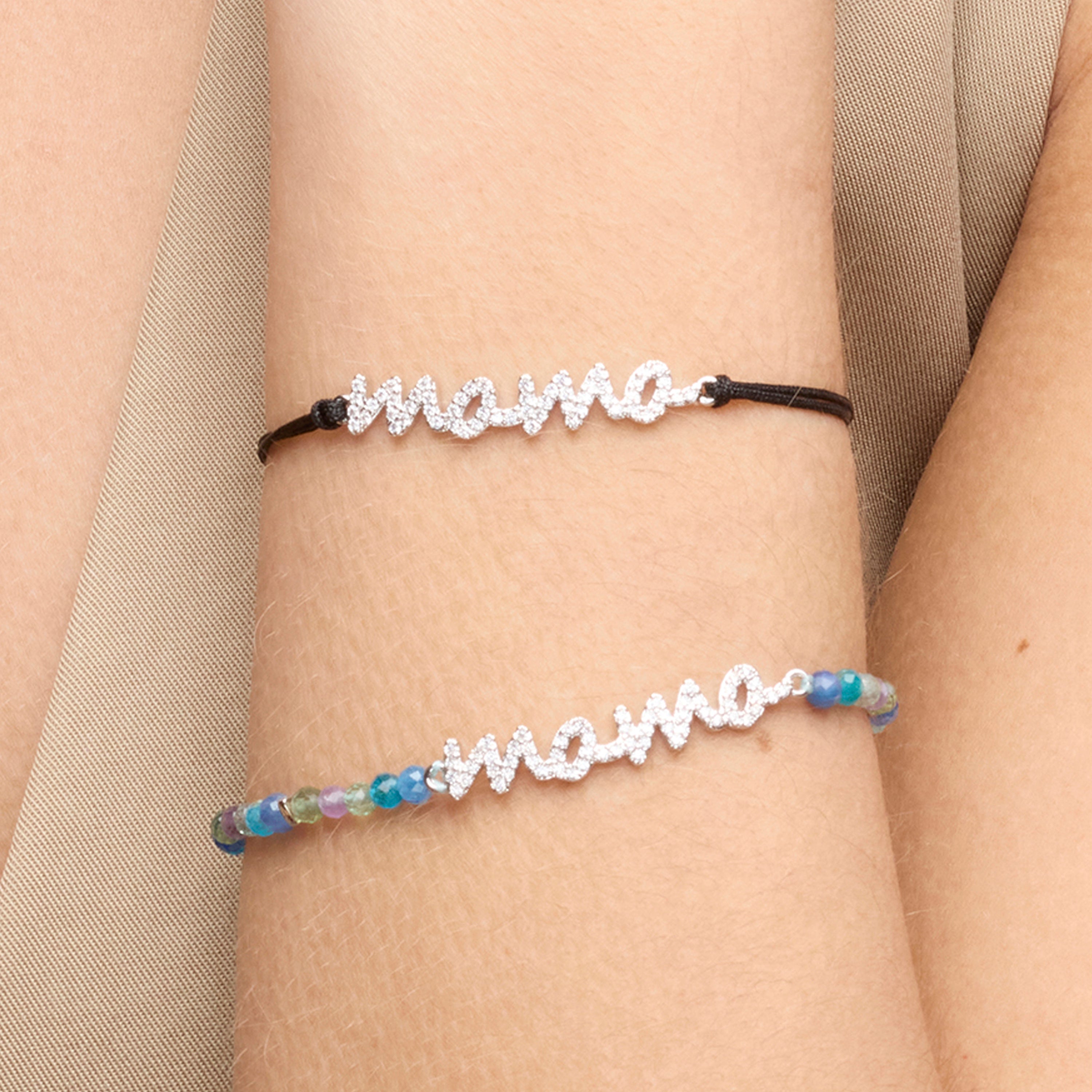 925 Sterling Silver Bracelet with Brilliant Zirconia Rhodium Finish - Mom