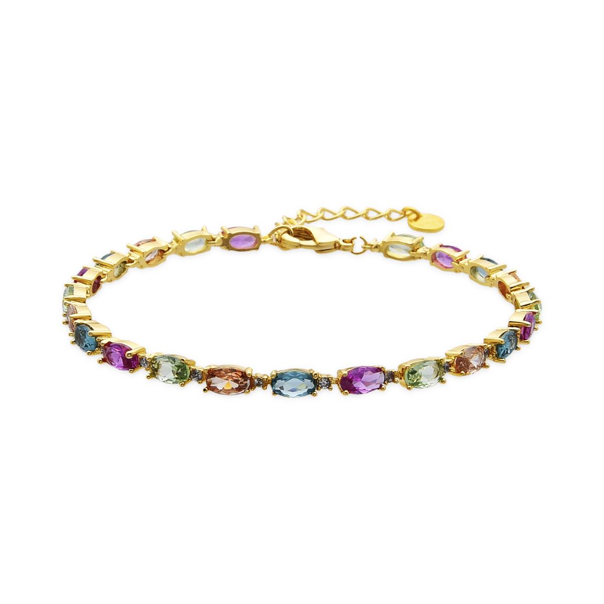 Bracciale con zircone multicolore finitura oro giallo 18k - Nie