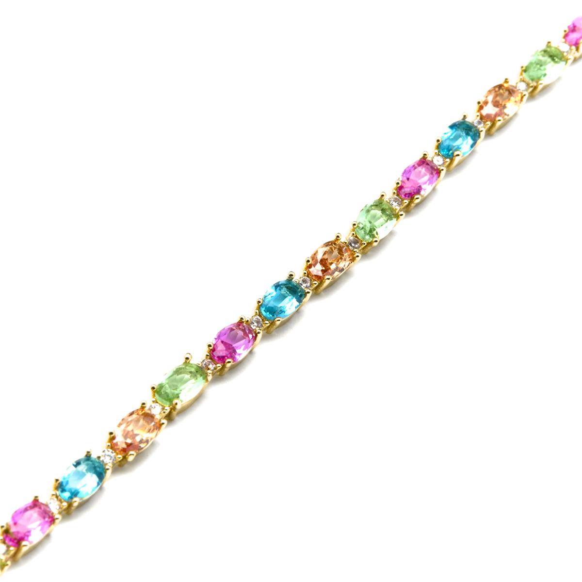 Bracciale con zircone multicolore finitura oro giallo 18k - Nie