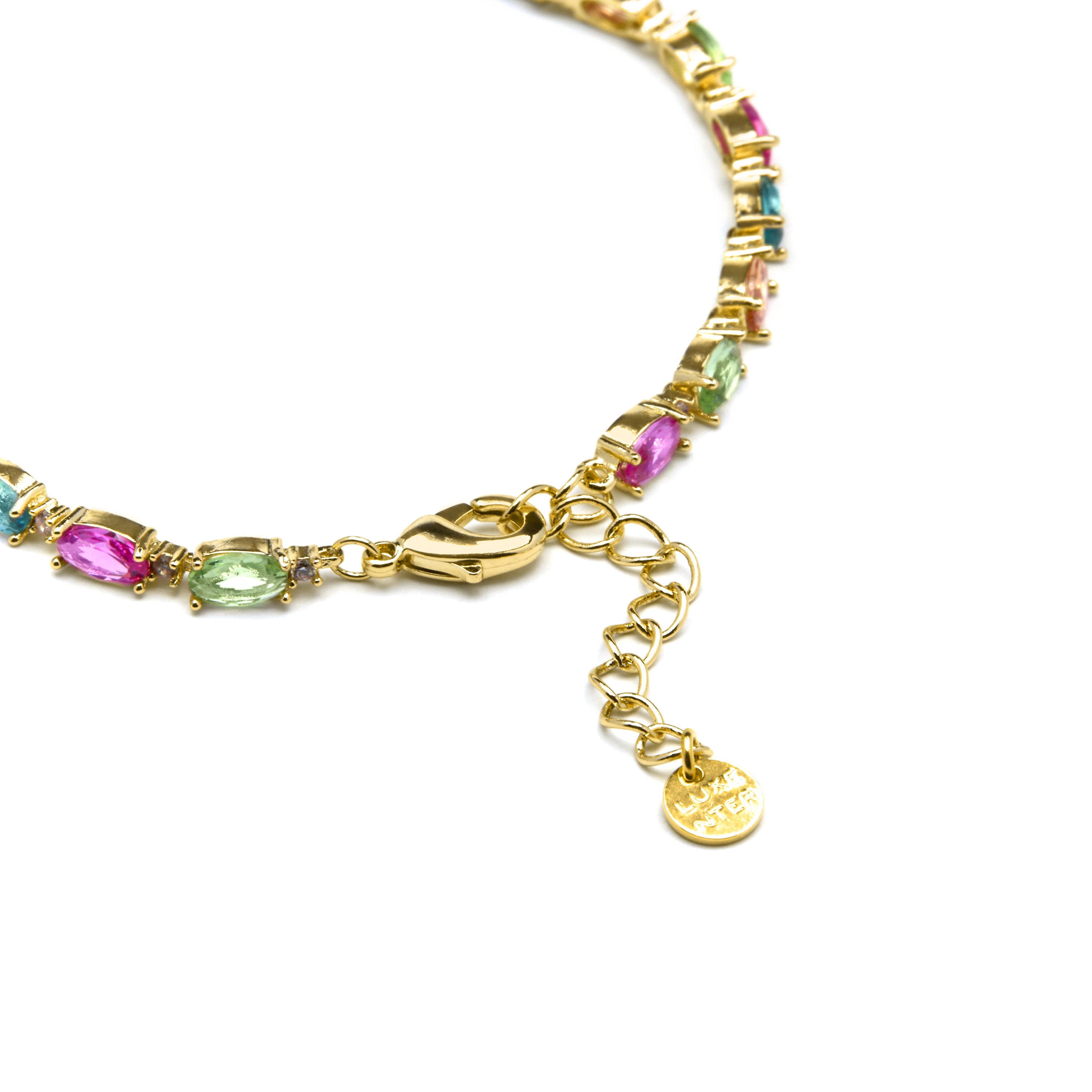 925 Sterling Silver Bracelet with Multicolor Cubic Zirconia finished in 18k Yellow Gold - Nie