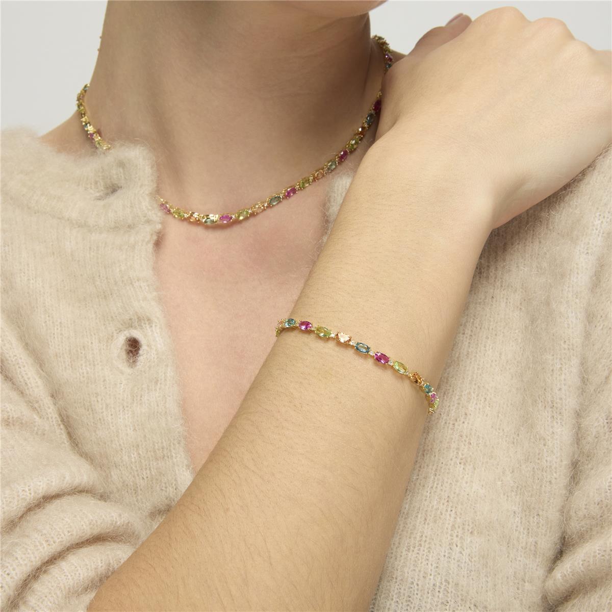 Bracciale con zircone multicolore finitura oro giallo 18k - Nie