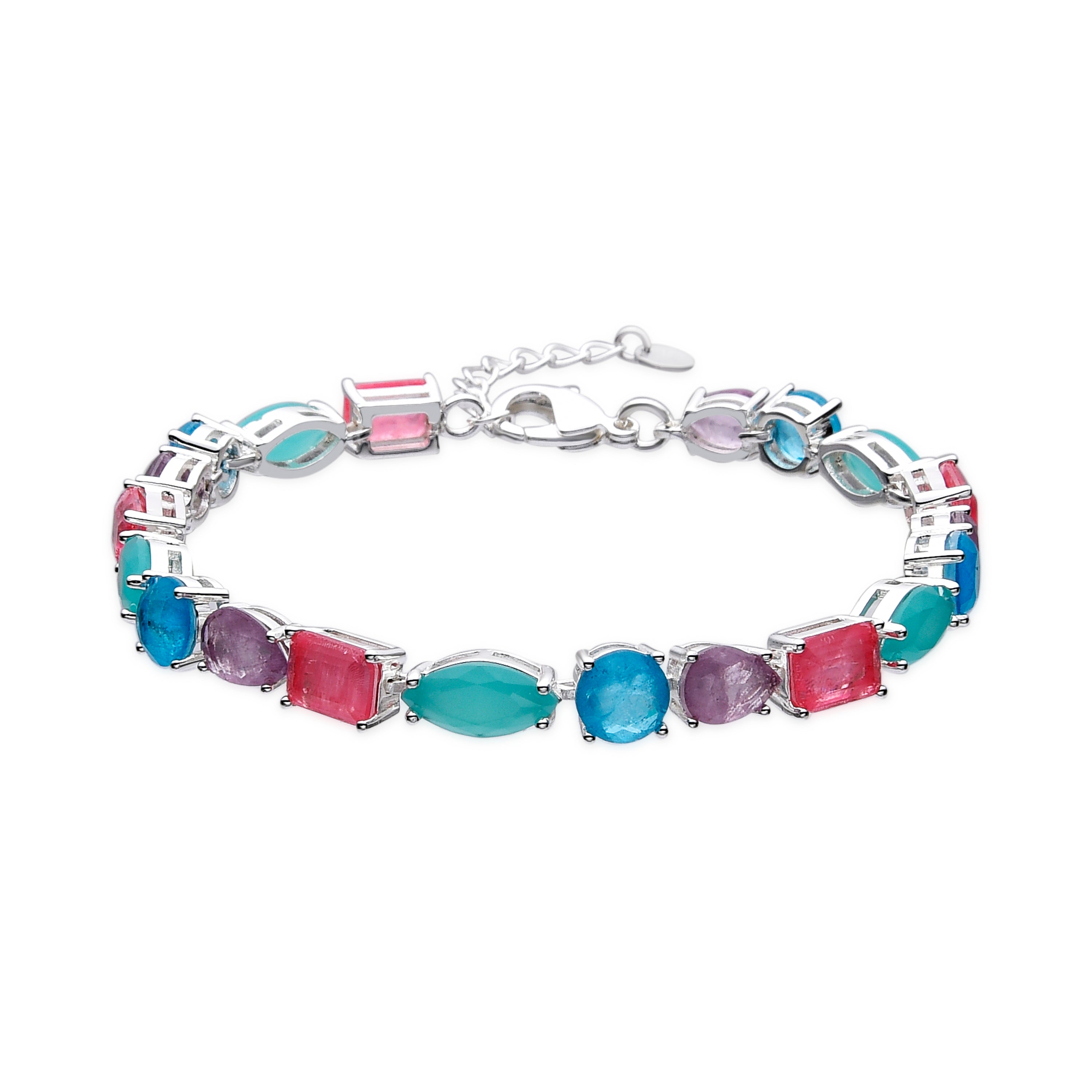 Bracciale in Argento Sterling 925 e Quarzo Idrotermale Multicolore finitura rodio - Larec