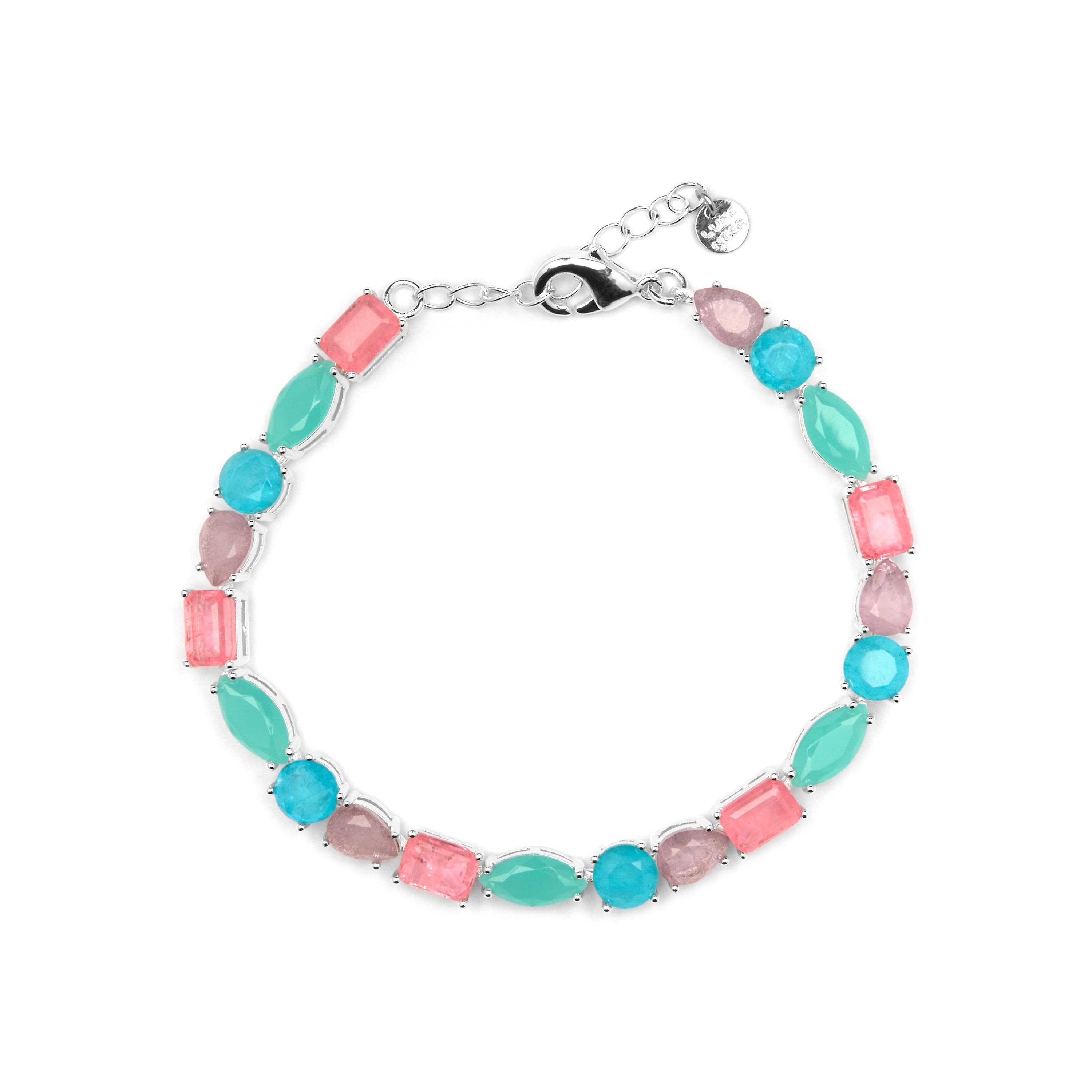 Bracciale in Argento Sterling 925 e Quarzo Idrotermale Multicolore finitura rodio - Larec