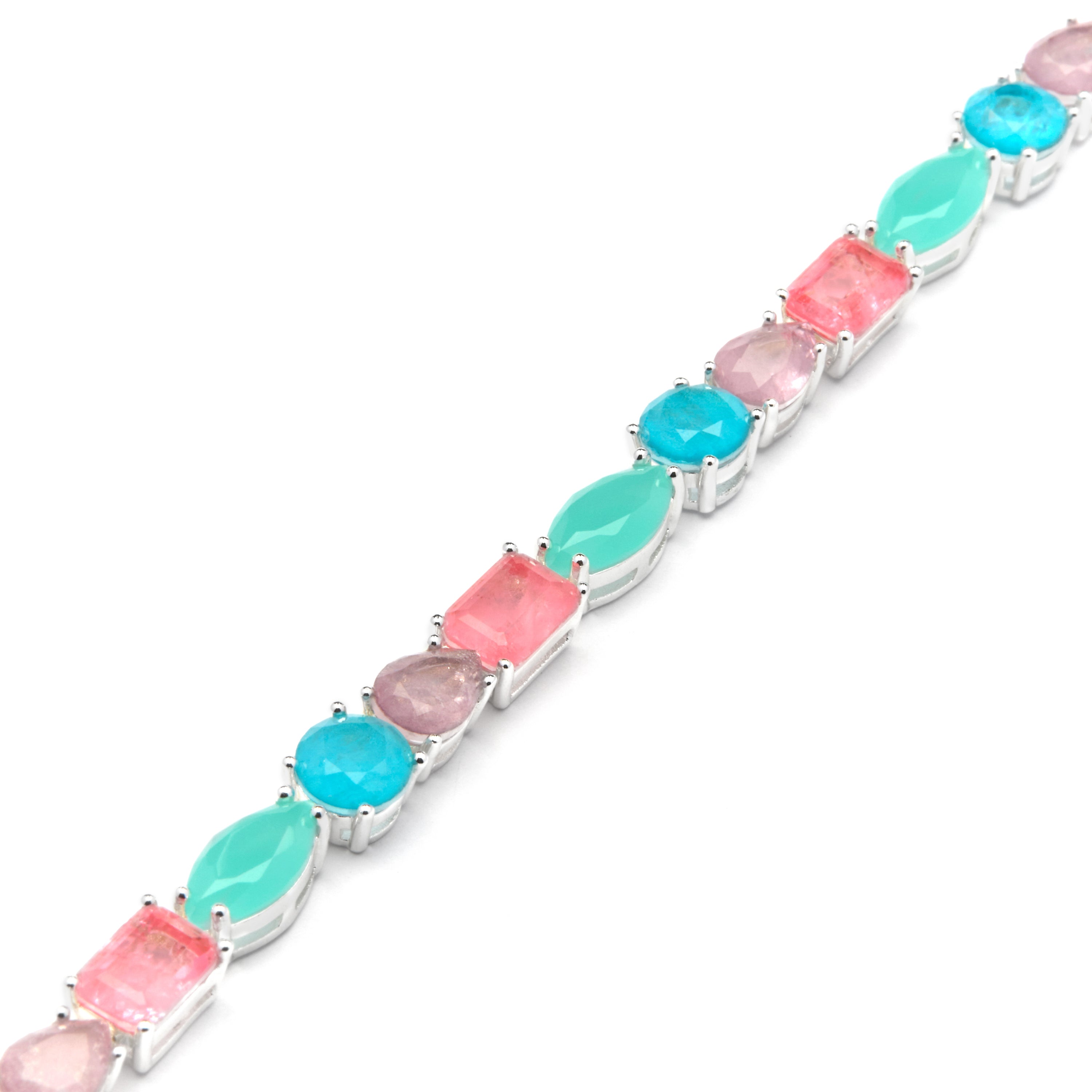 Bracciale in Argento Sterling 925 e Quarzo Idrotermale Multicolore finitura rodio - Larec