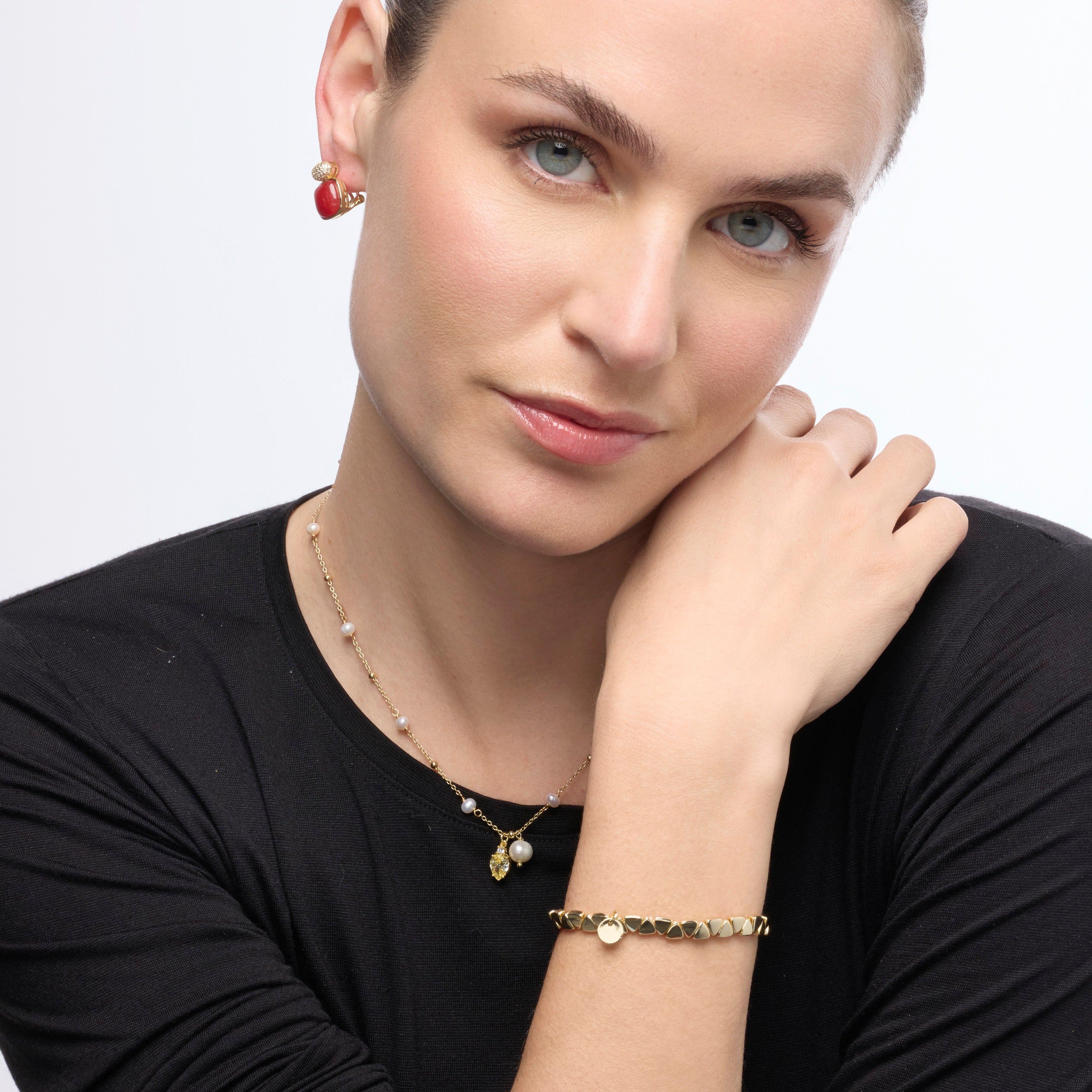 Pulsera de Plata de Ley 925 y Circonita Brillante acabado oro amarillo de 18k - Gaskel