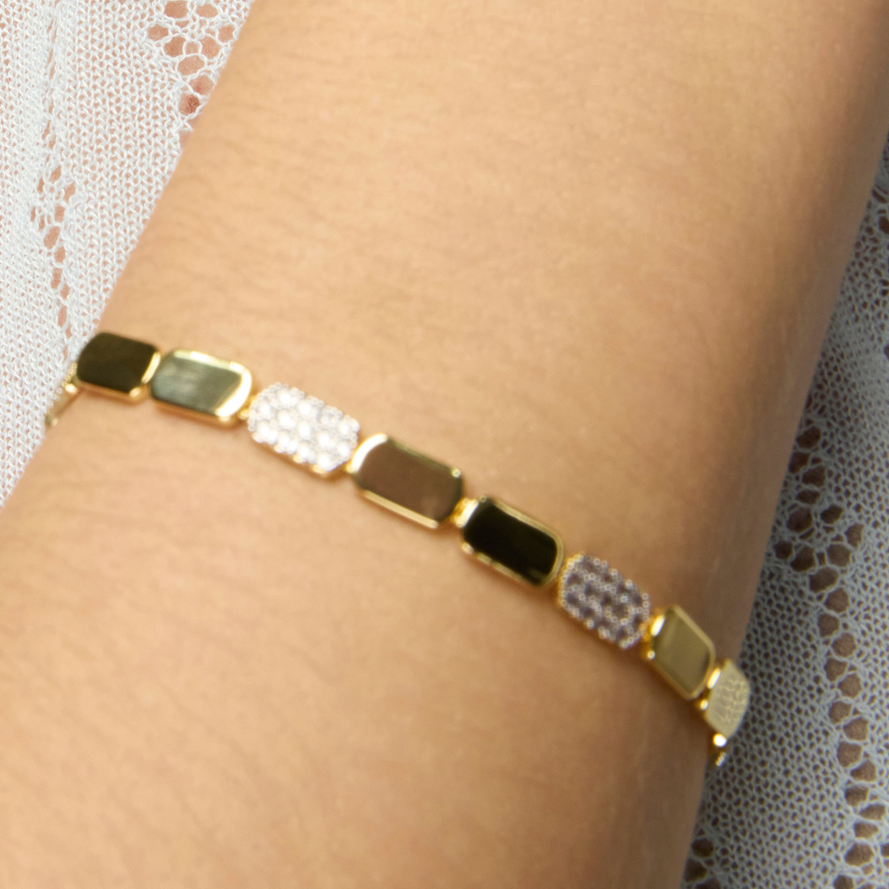Bracelet en argent sterling 925 et zircon brillant finition or jaune 18k - Likgo