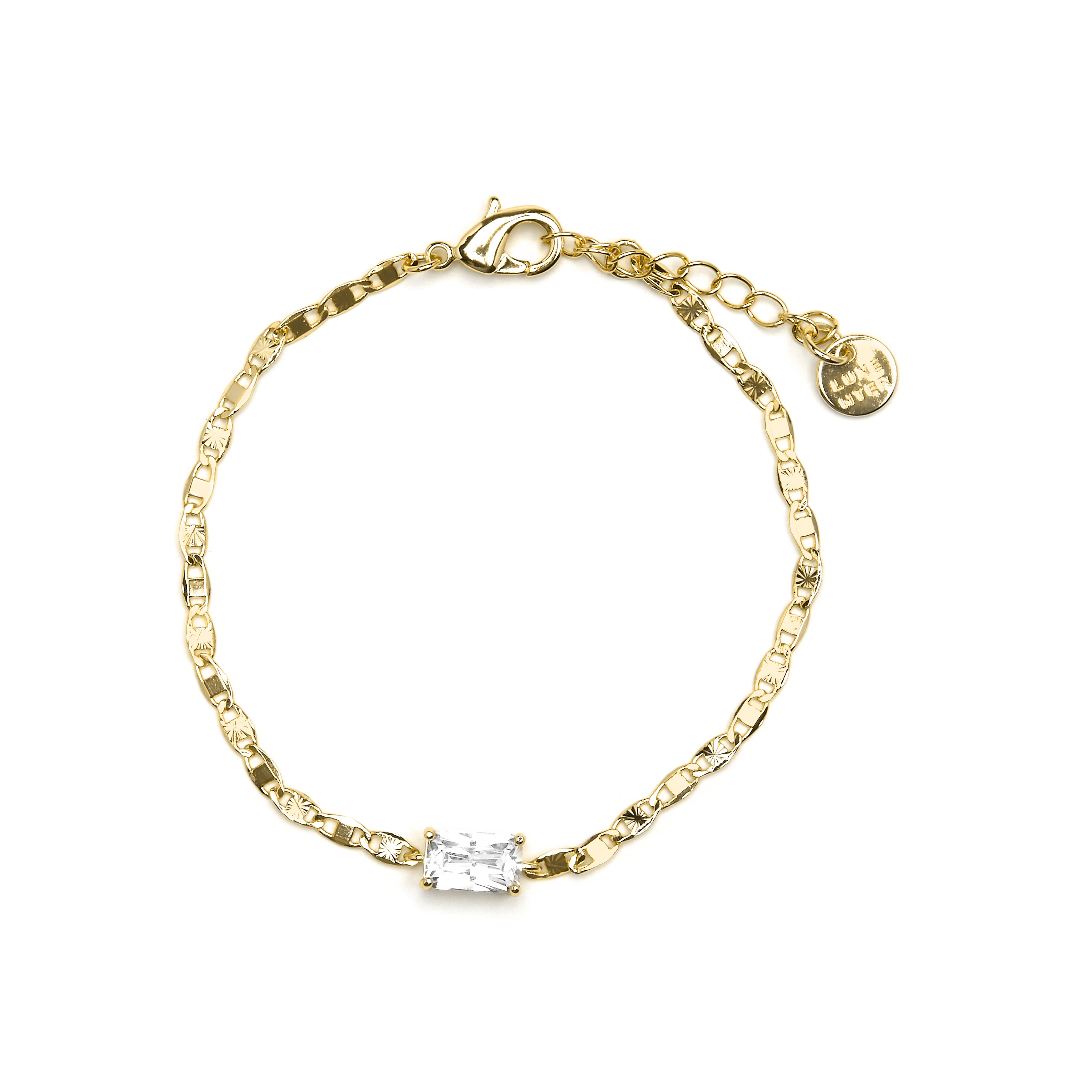 Pulsera de Plata de Ley 925 y Circonita Brillante acabado oro amarillo de 18k - Dusan