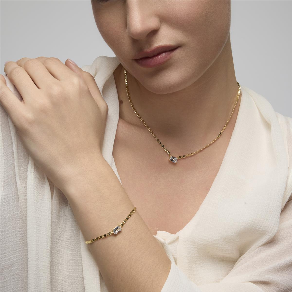 Pulsera de Plata de Ley 925 y Circonita Brillante acabado oro amarillo de 18k - Dusan