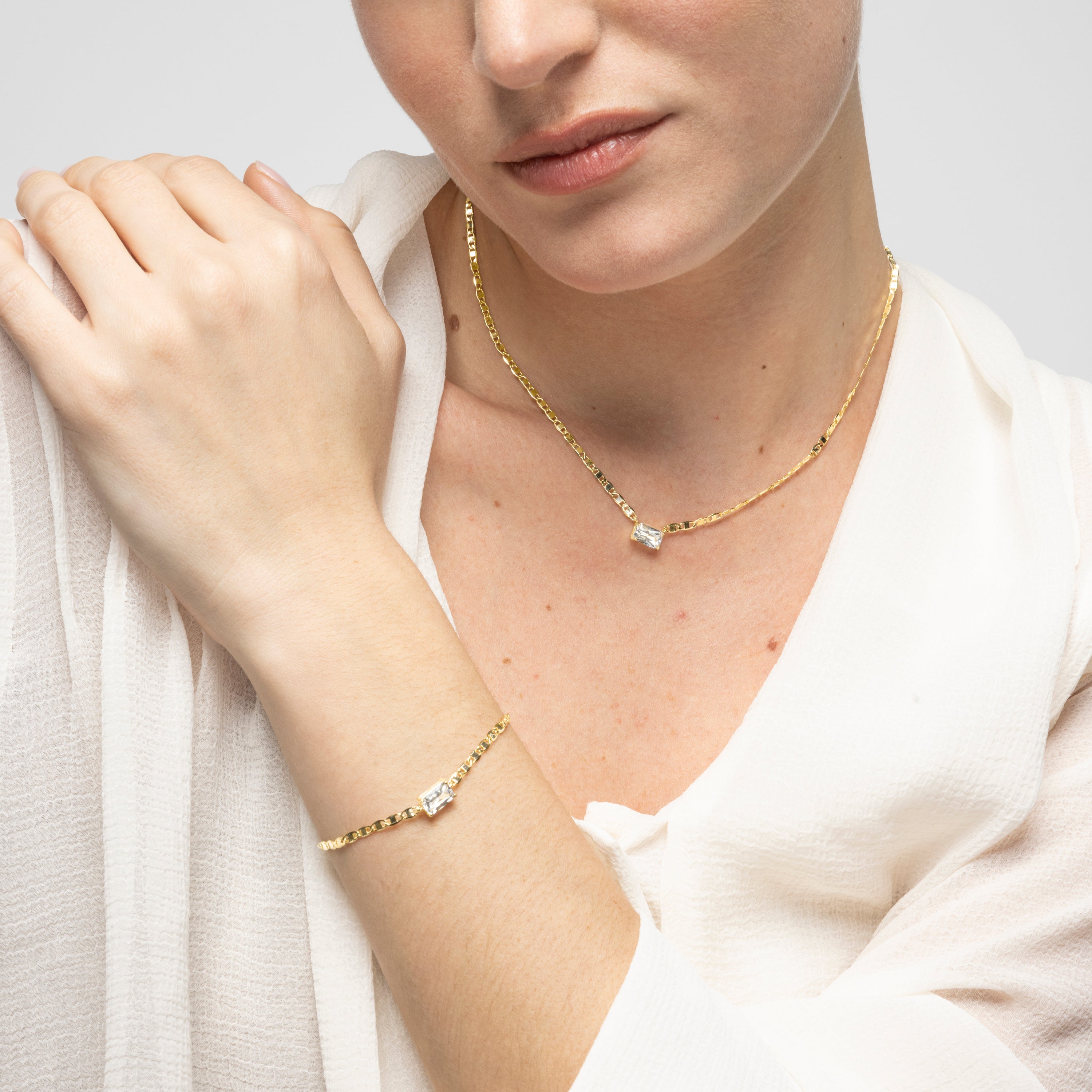 Pulsera de Plata de Ley 925 y Circonita Brillante acabado oro amarillo de 18k - Dusan