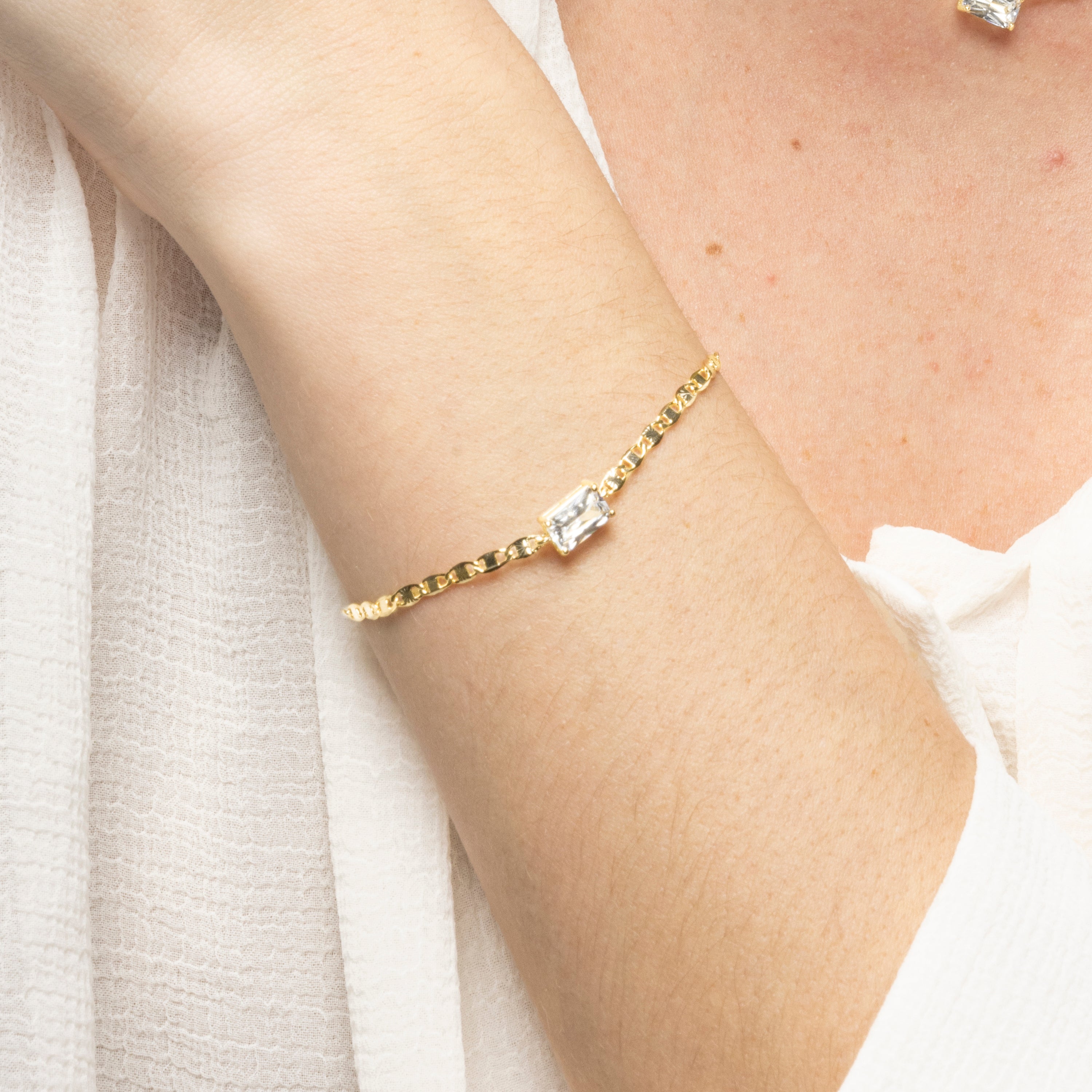 Pulsera de Plata de Ley 925 y Circonita Brillante acabado oro amarillo de 18k - Dusan