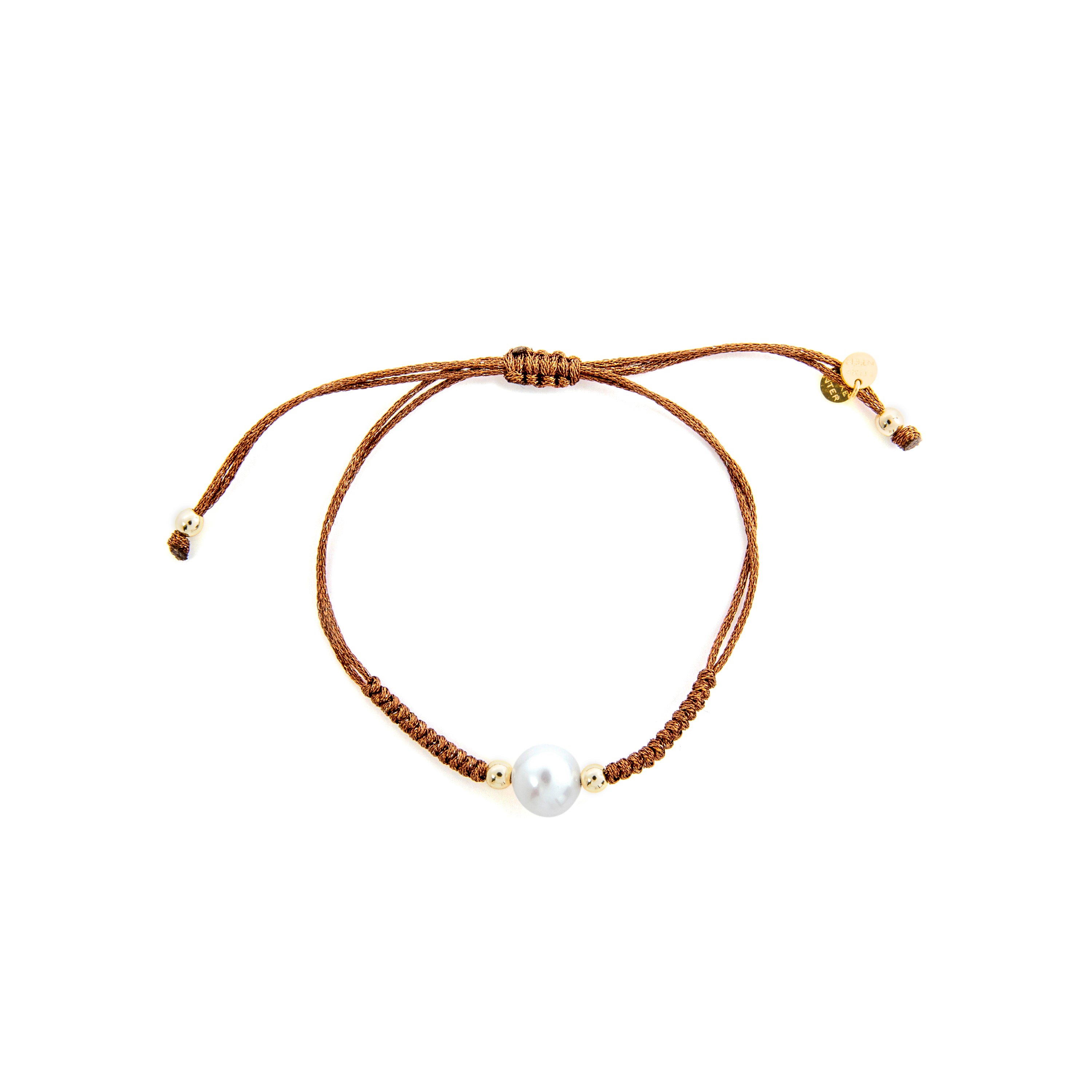 Bracelet en argent sterling 925 et perle blanche finition or jaune 18k - Yarul