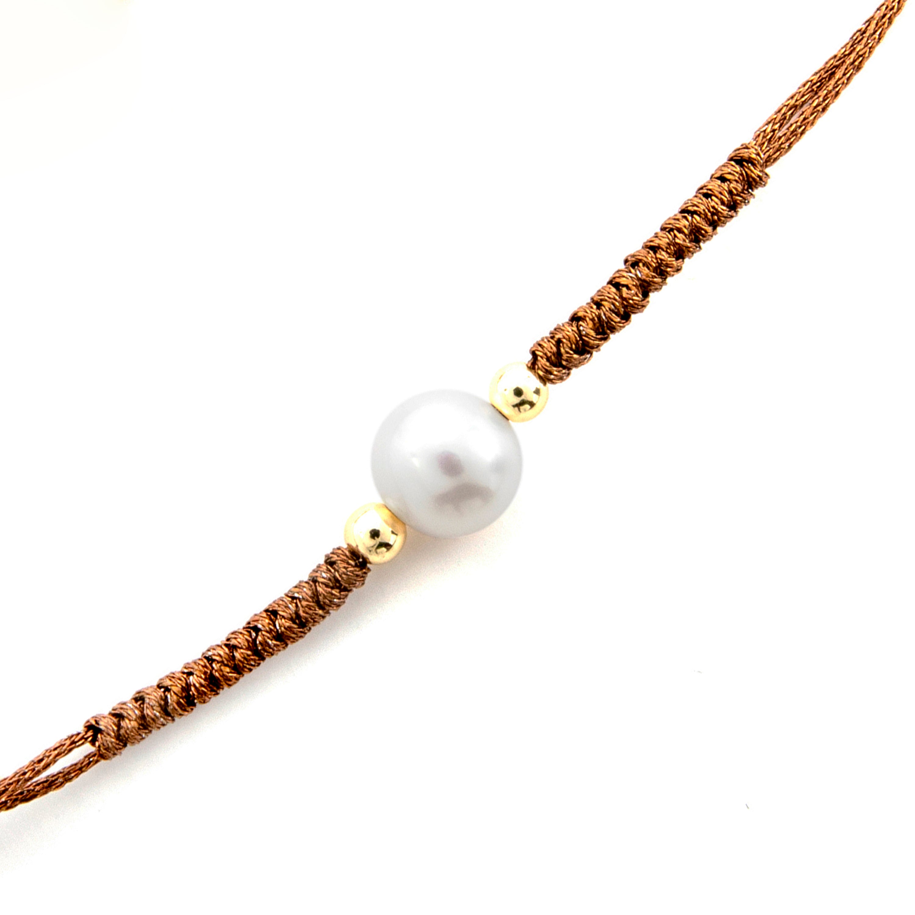 Bracelet en argent sterling 925 et perle blanche finition or jaune 18k - Yarul