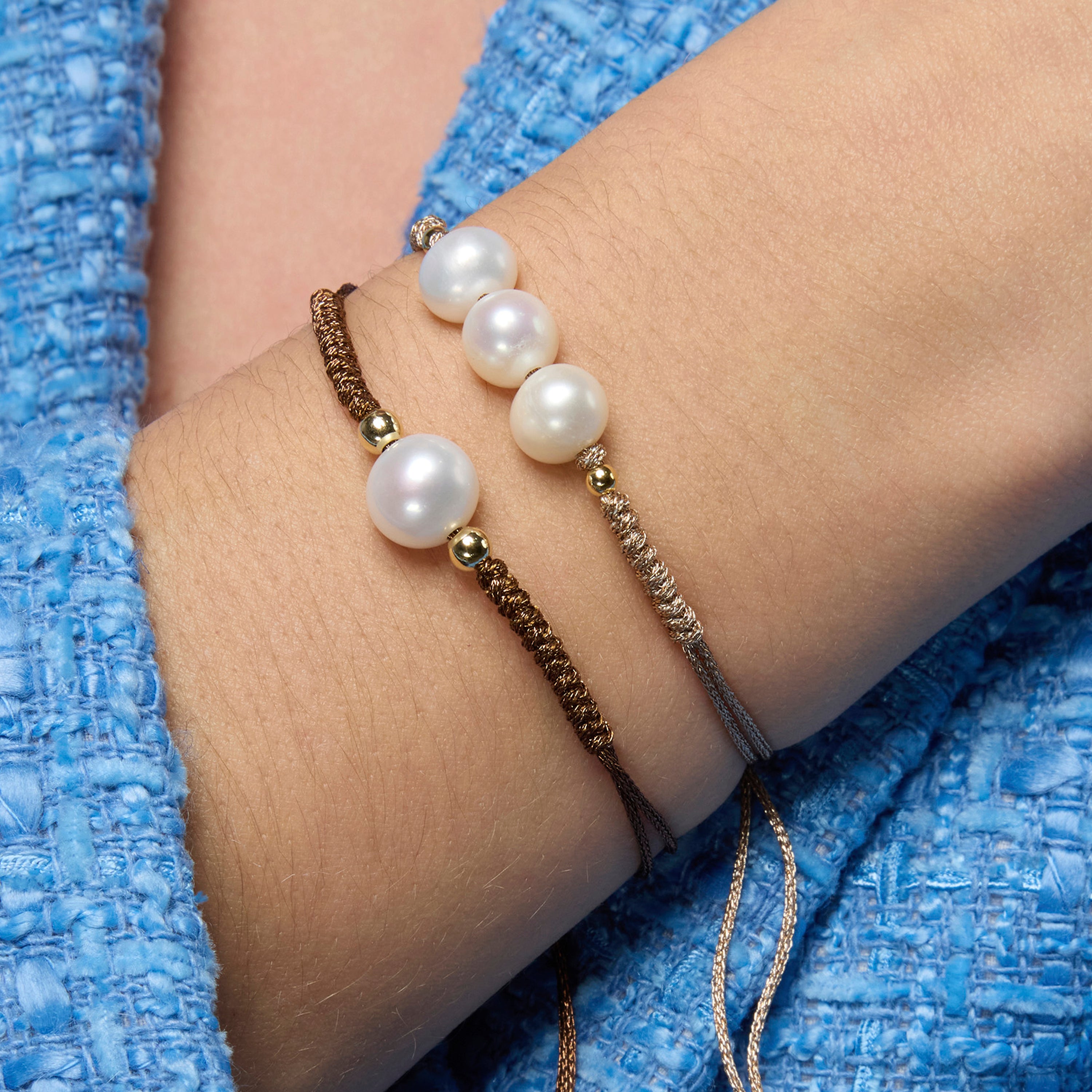 Bracelet en argent sterling 925 et perle blanche finition or jaune 18k - Yarul