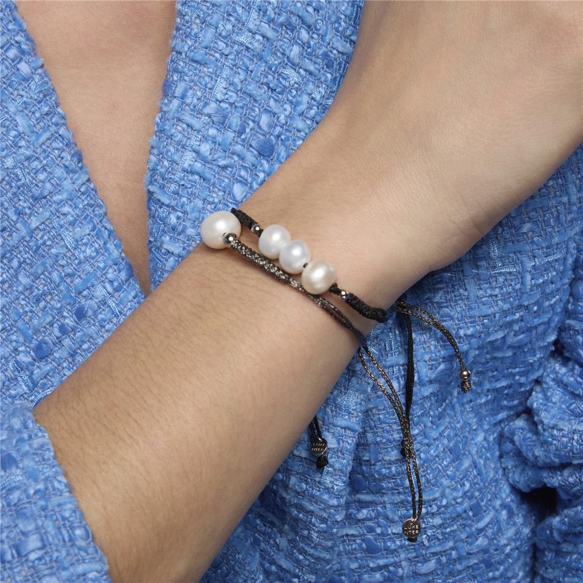 Bracelet en argent sterling 925 et perle blanche finition rhodiée - Yarul