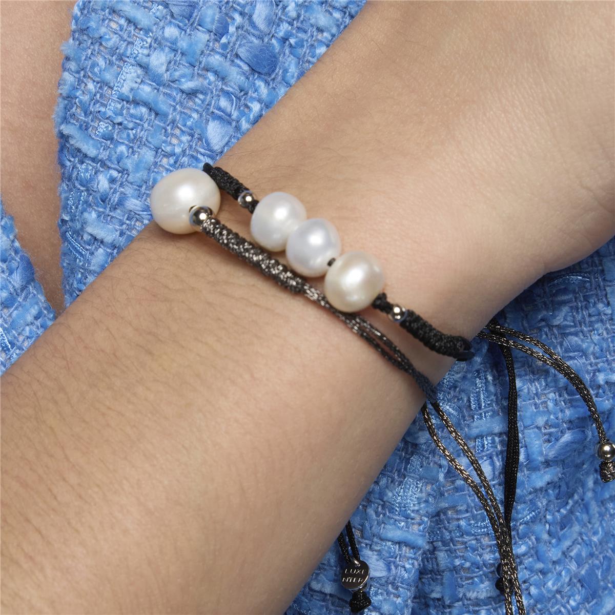 Bracelet en argent sterling 925 et perle blanche finition rhodiée - Yarul