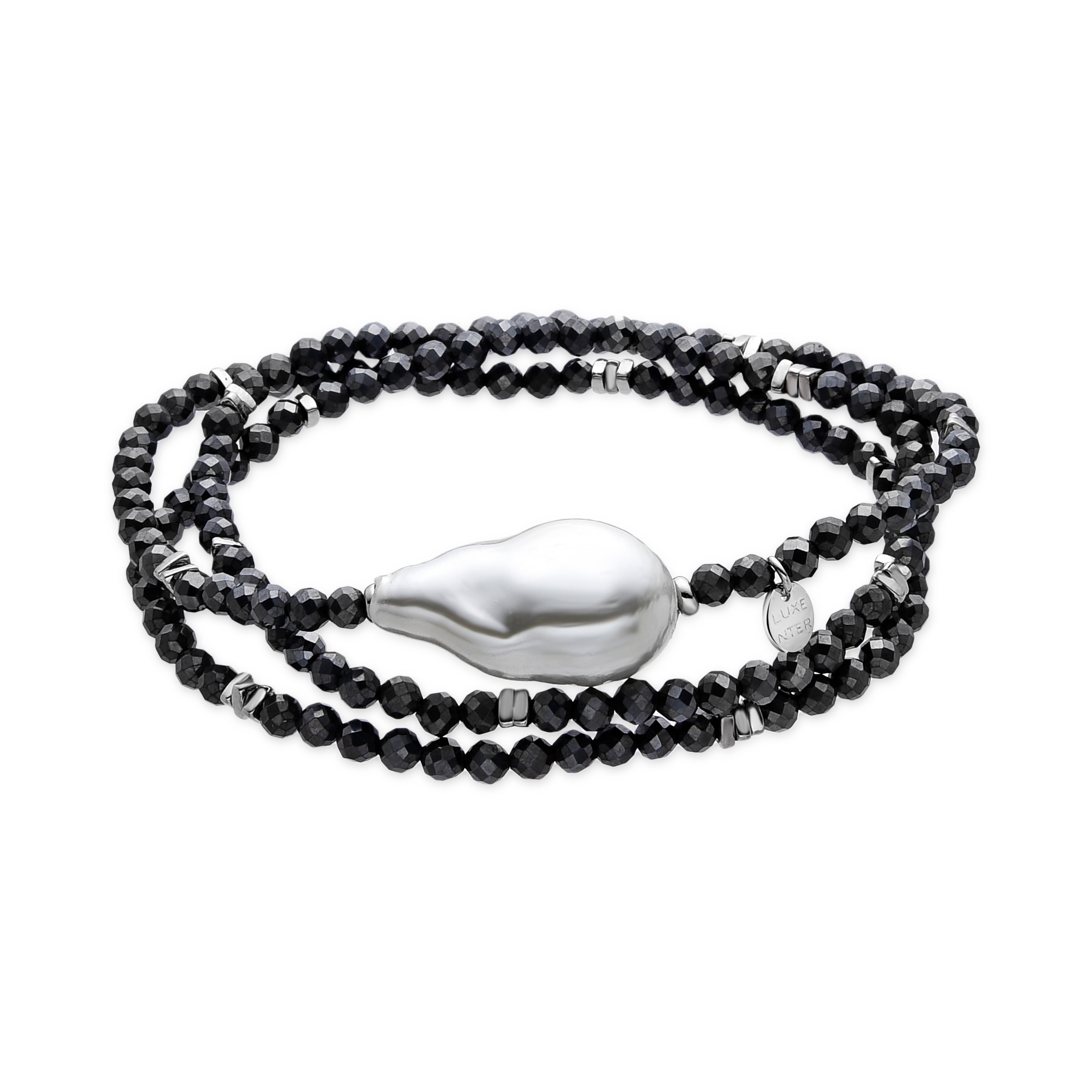 Bracelet en argent sterling 925 et hématite finition rhodium - Lorex