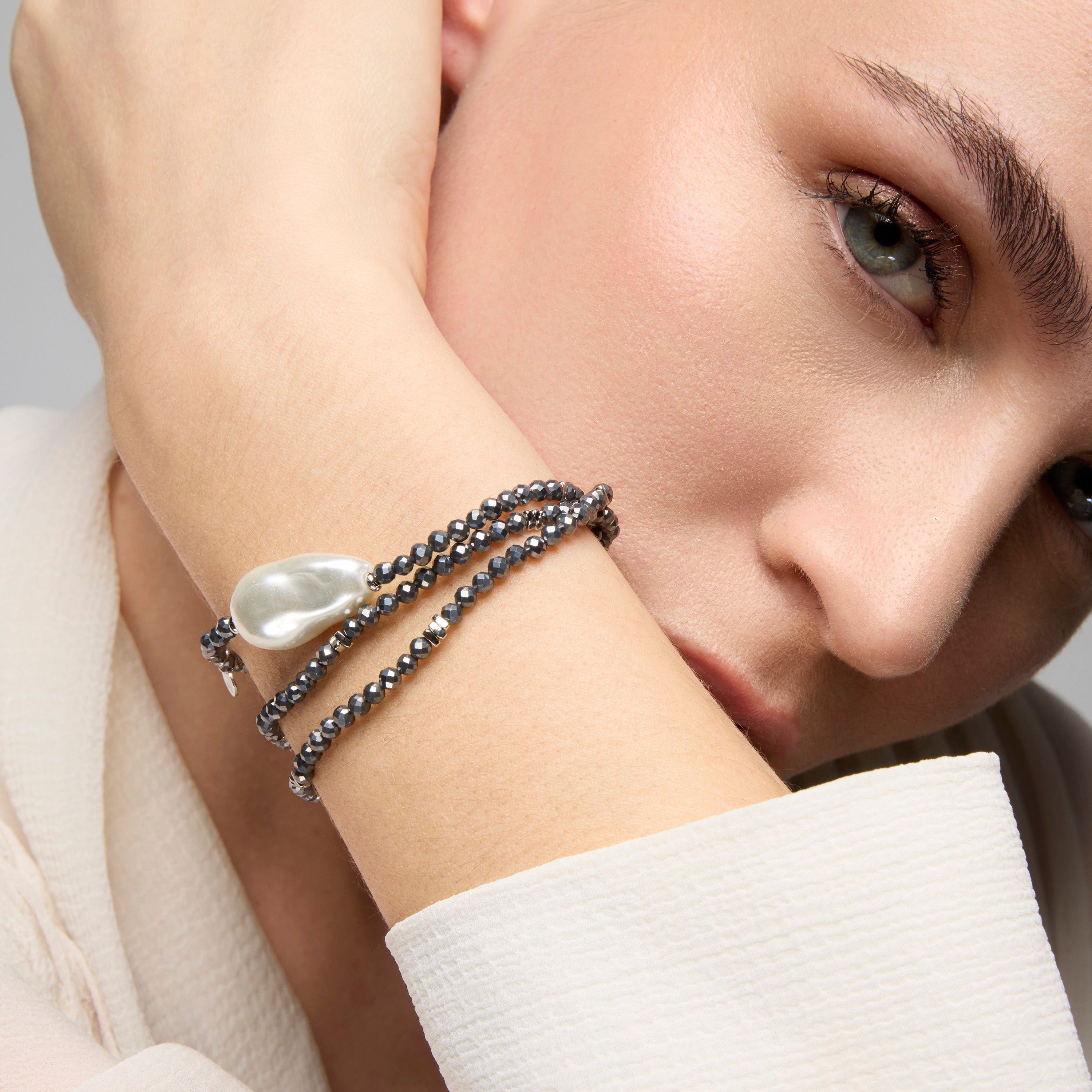 Pulsera de Plata de Ley 925 y Hematite acabado rodio - Lorex