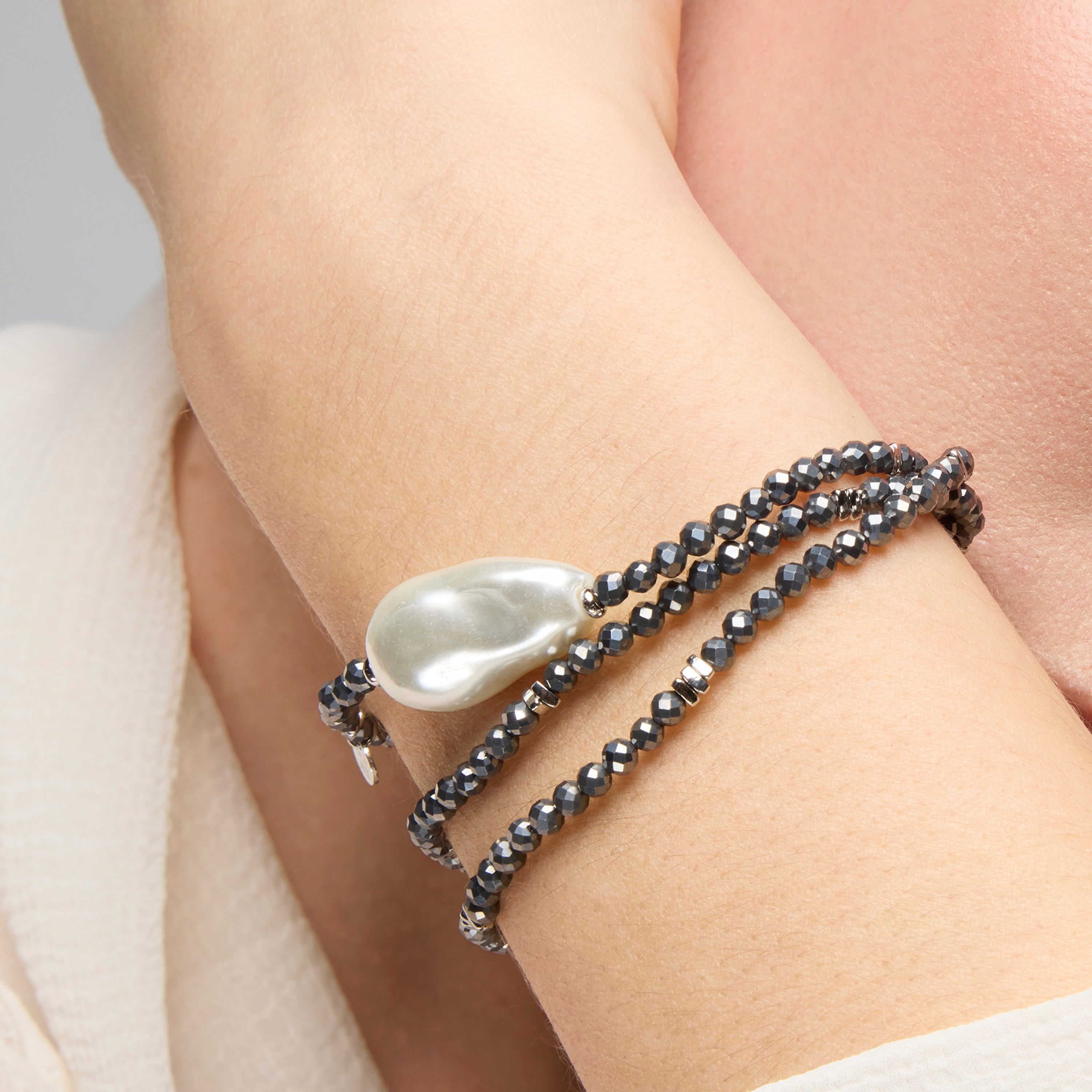 Bracelet en argent sterling 925 et hématite finition rhodium - Lorex