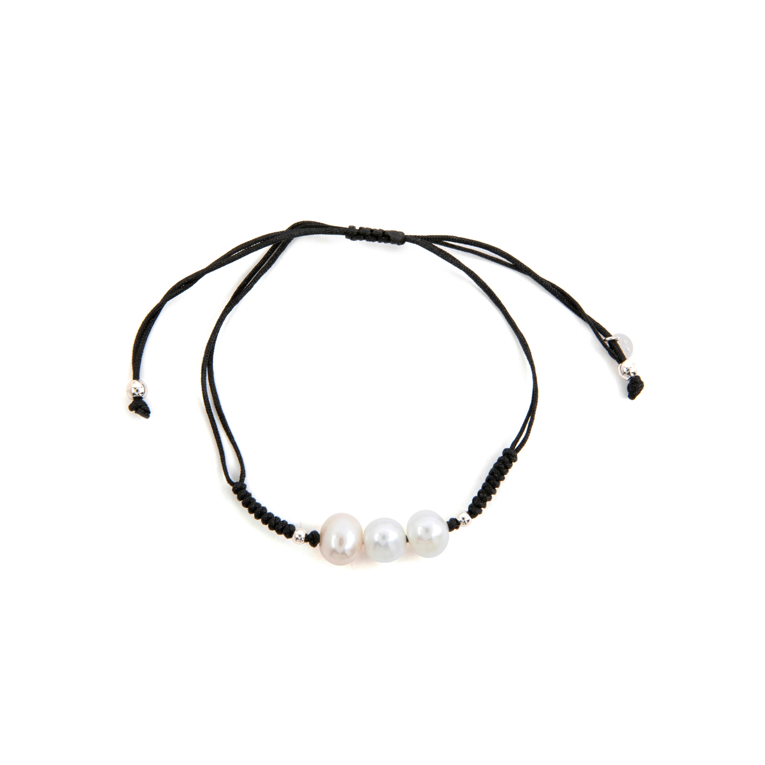 Pulsera de Plata de Ley 925 y Perla Blanca acabado rodio - Maril