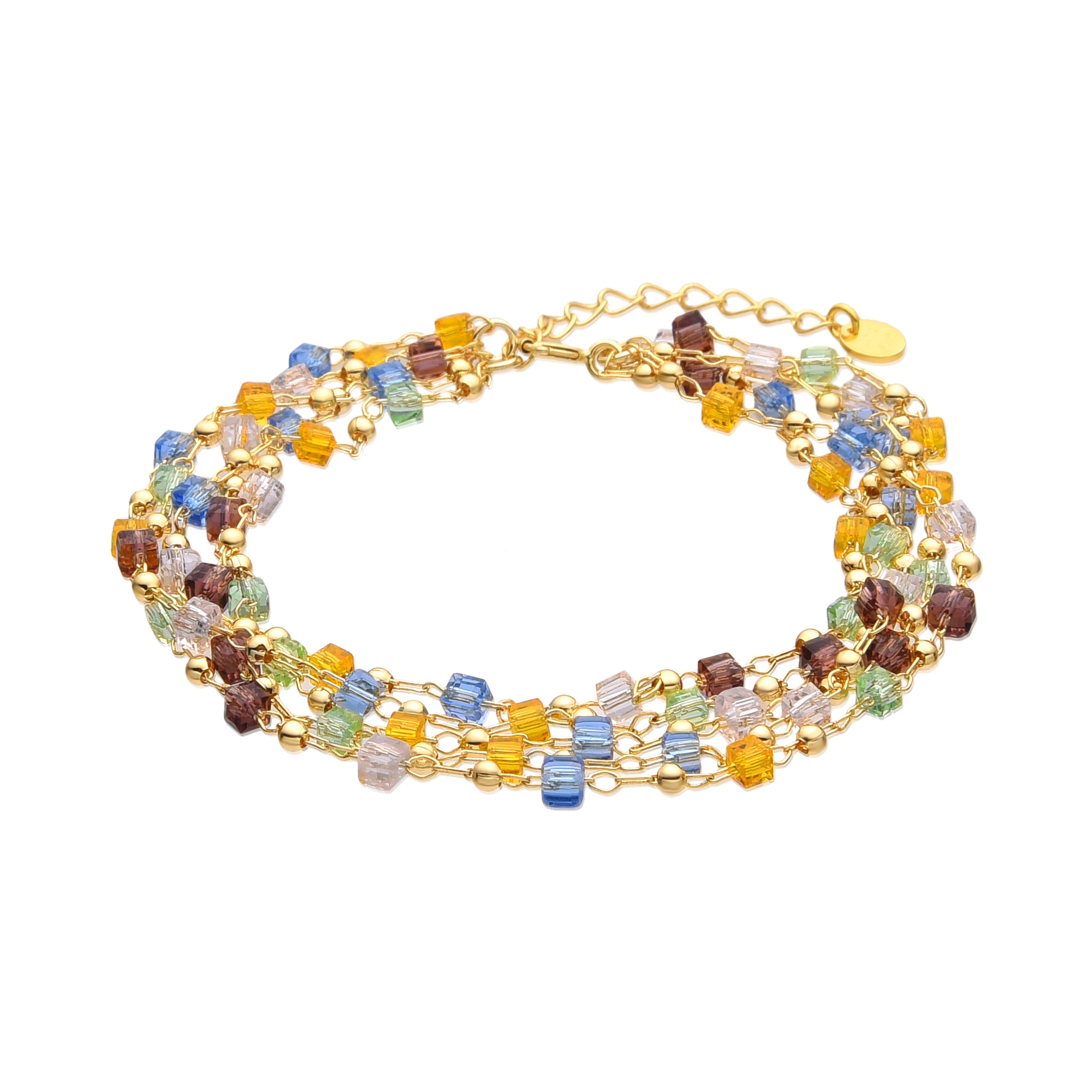 Bracciale in Argento Sterling 925 e Cristallo Multicolore con finitura in oro giallo 18k - Goben