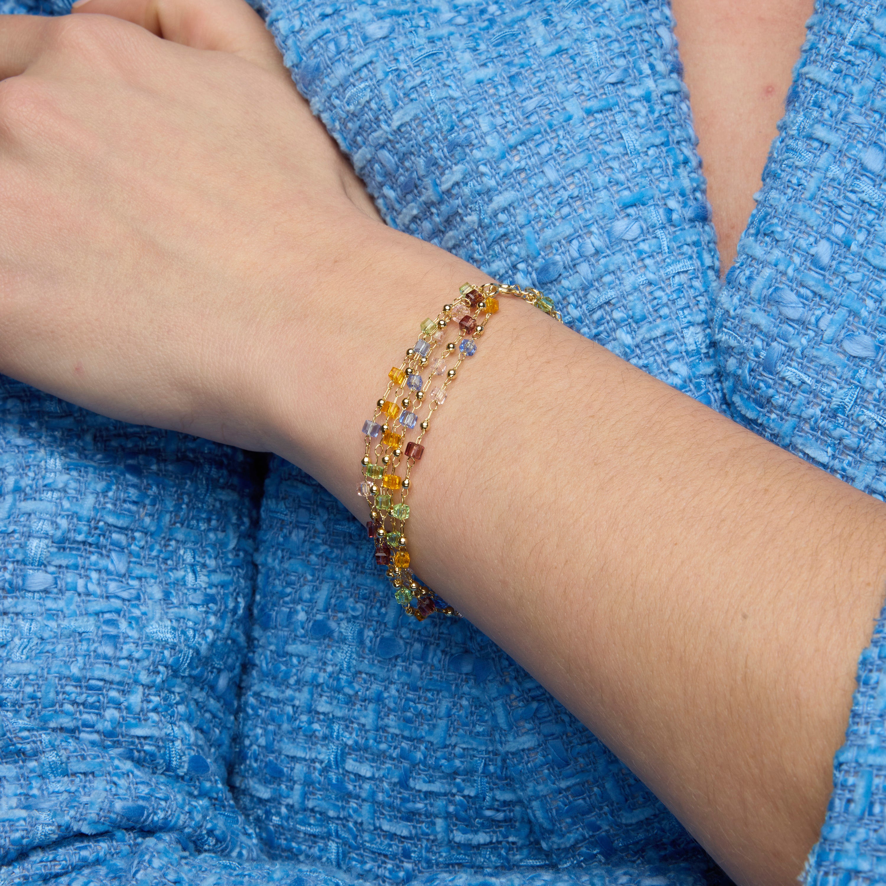 Bracciale in Argento Sterling 925 e Cristallo Multicolore con finitura in oro giallo 18k - Goben