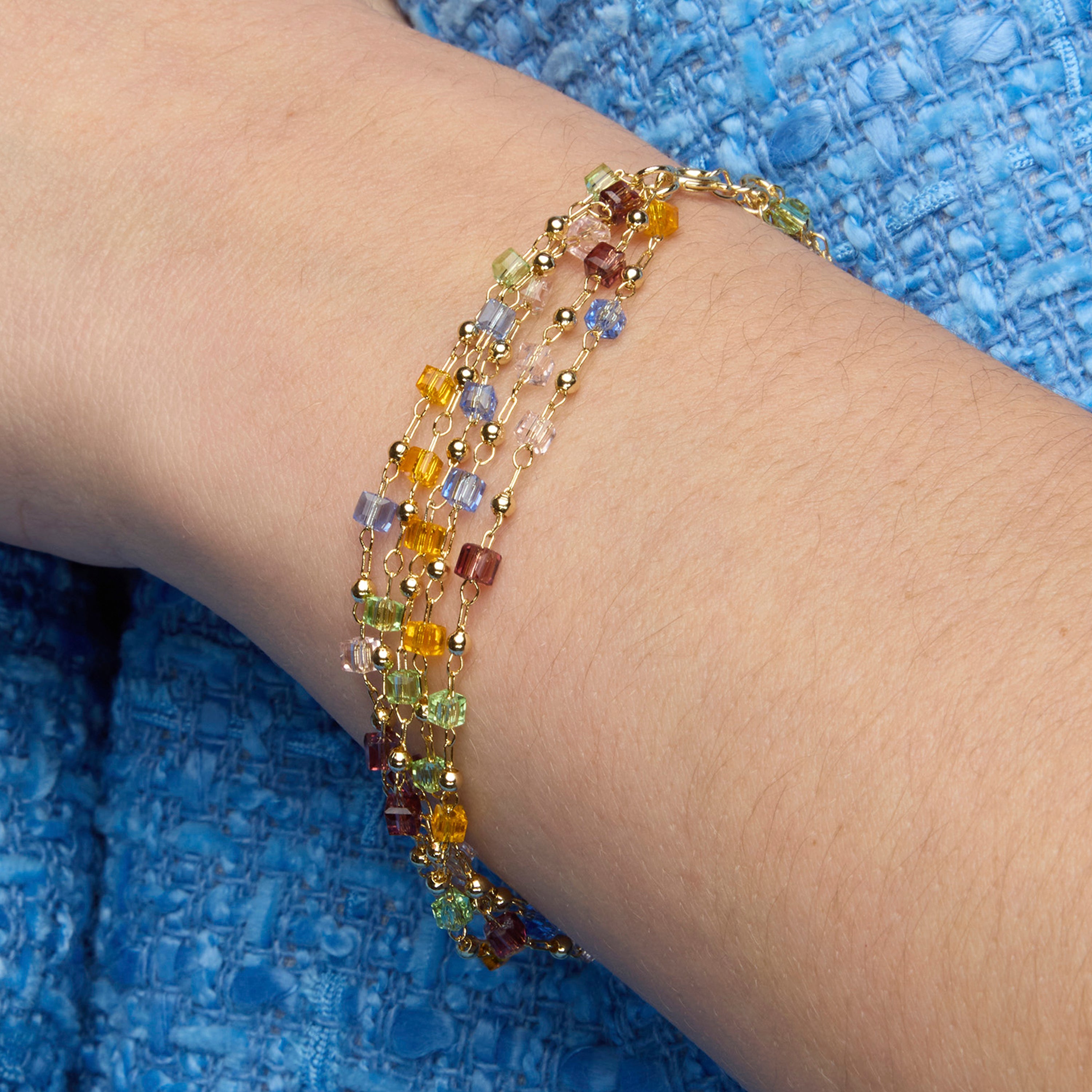Bracciale in Argento Sterling 925 e Cristallo Multicolore con finitura in oro giallo 18k - Goben