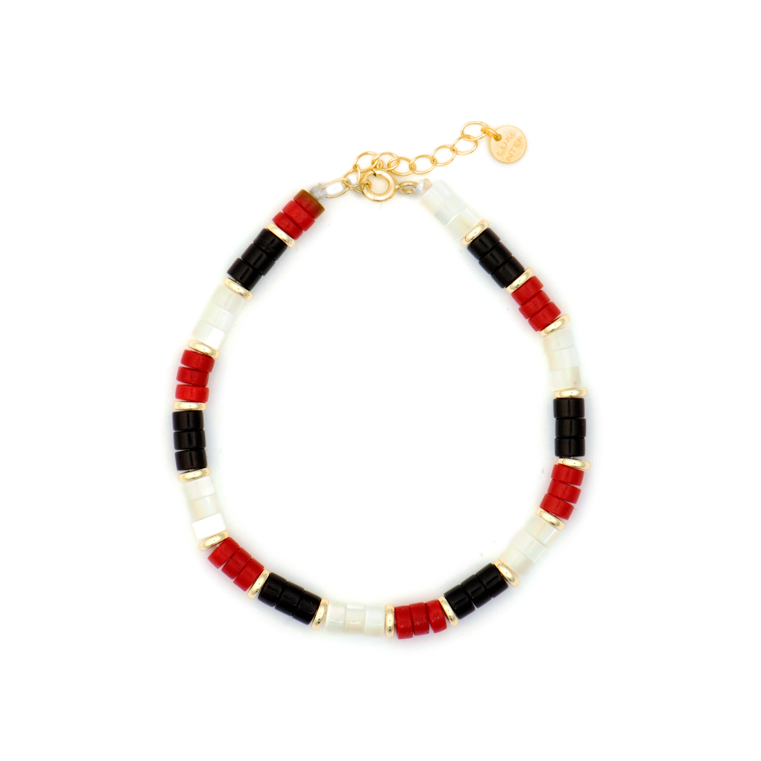 925er Silberarmband mit Koralle und 18k Gelbgold-Finish - Siraba
