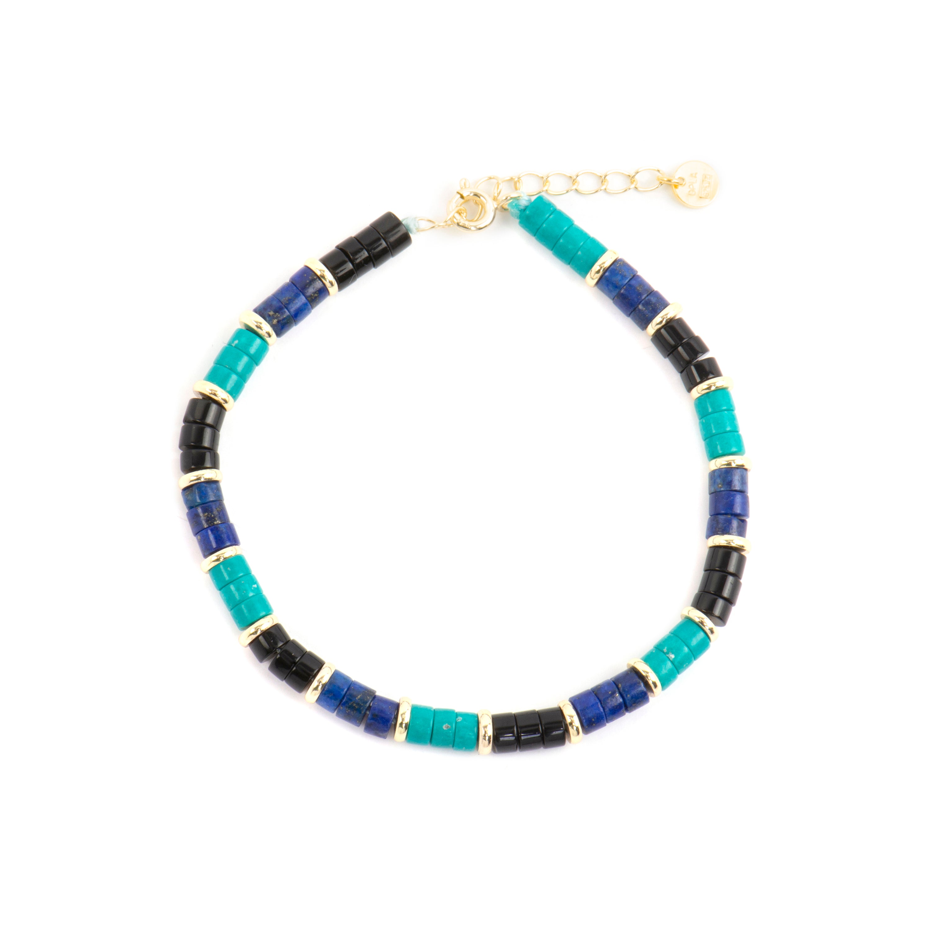 Pulsera de Plata de Ley 925 y Turquesa acabado oro amarillo de 18k - Bathim