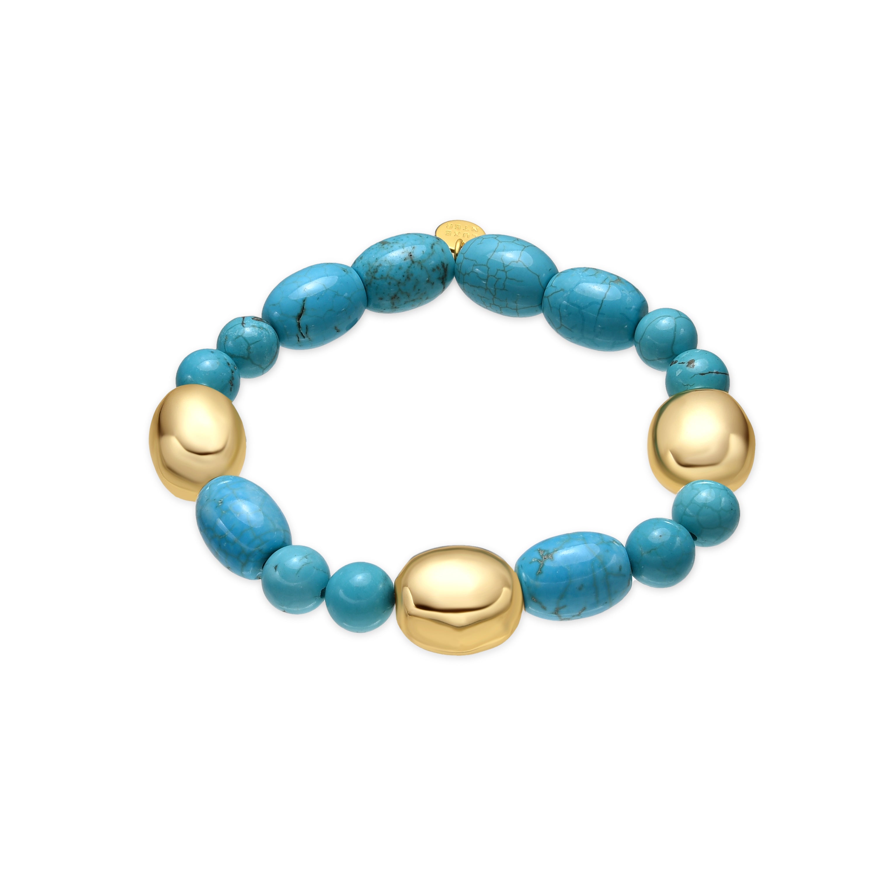 Bracelet en argent sterling 925 et turquoise avec finition en or jaune 18 carats Shyra